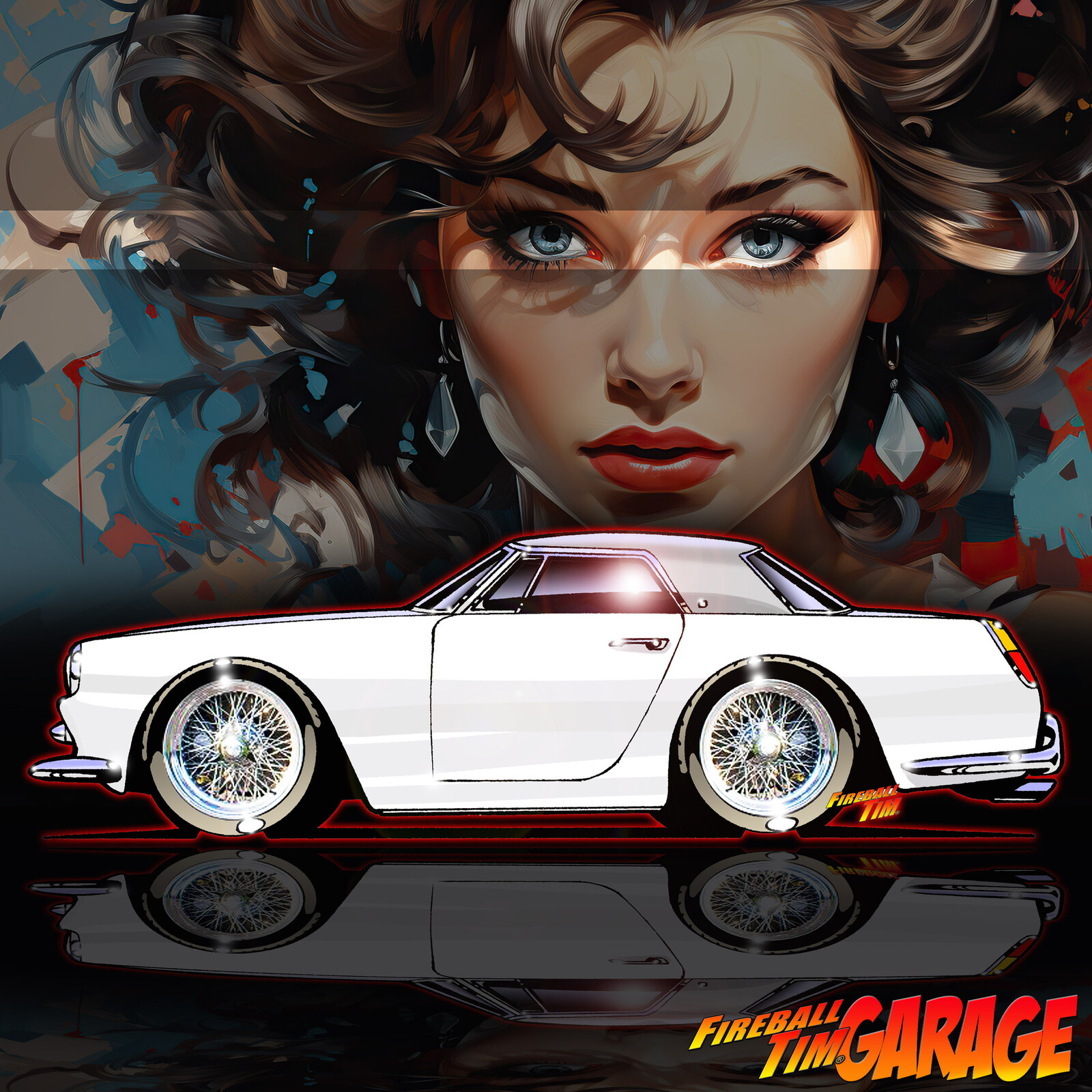 1959 Ferrari 250 SWB Automotive Pop Culture Concept Art by Fireball Tim Garage