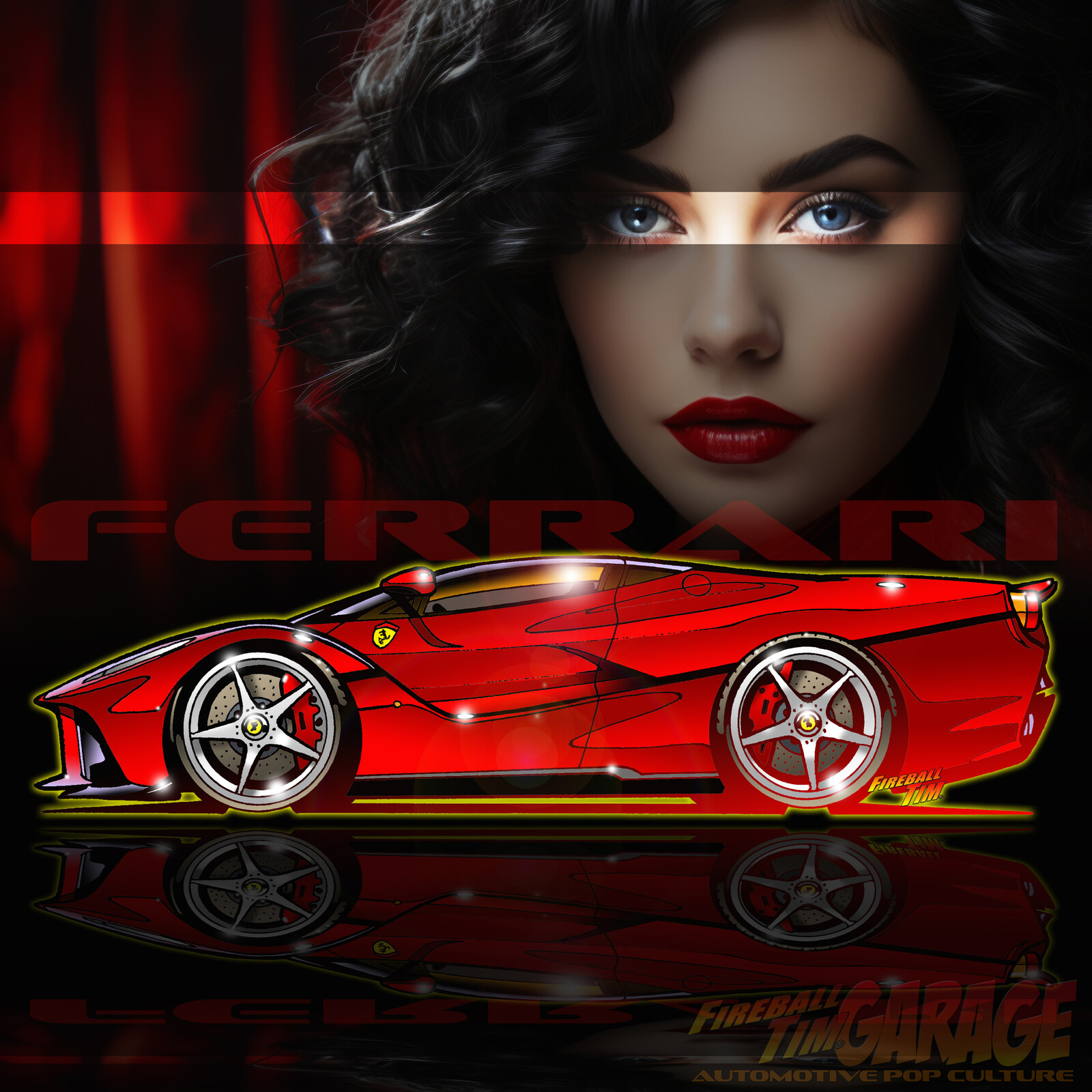 La Ferrari Automotive Pop Culture Concept Art by Fireball Tim Garage