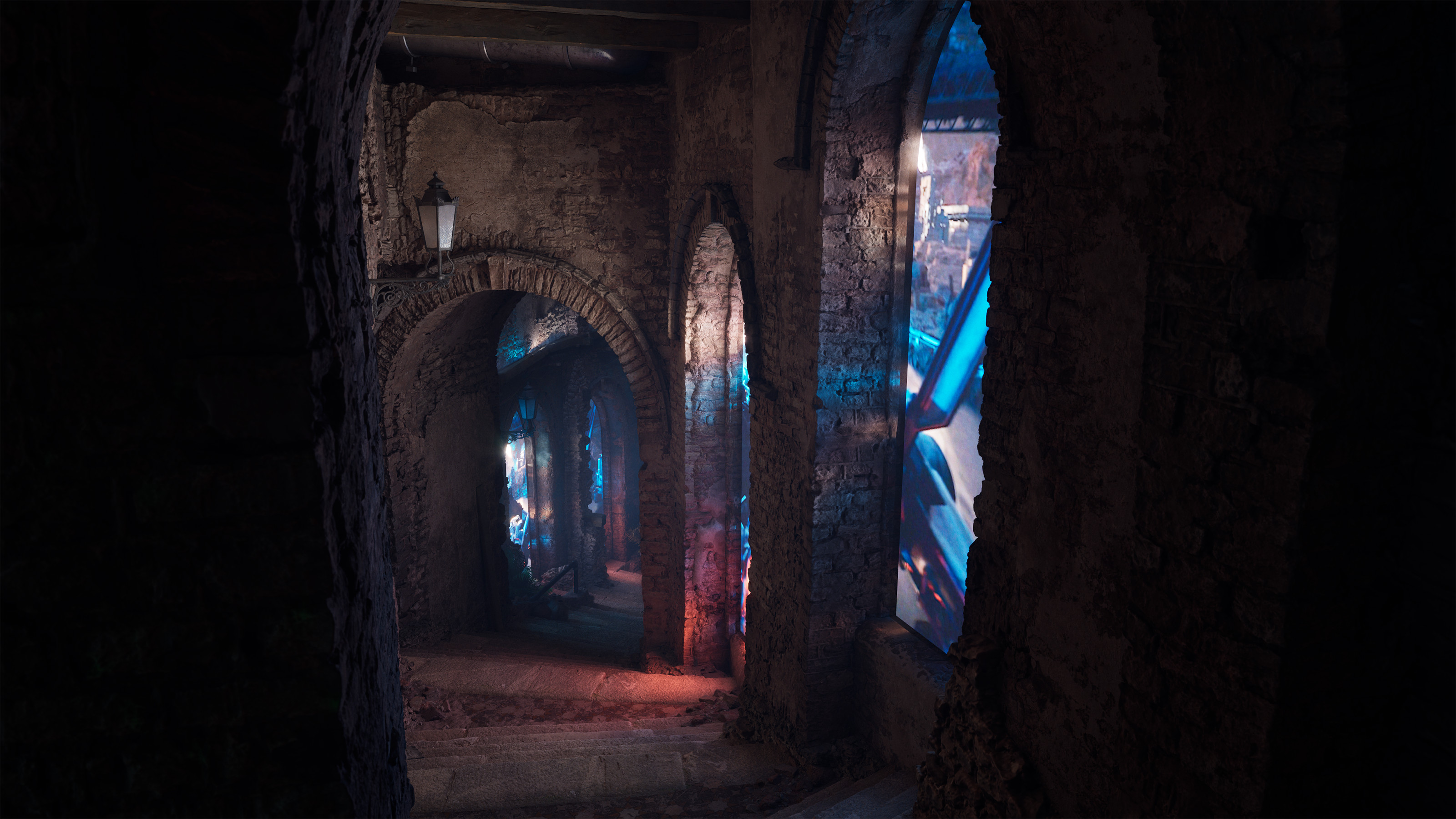 Early tests of media textures in the level.