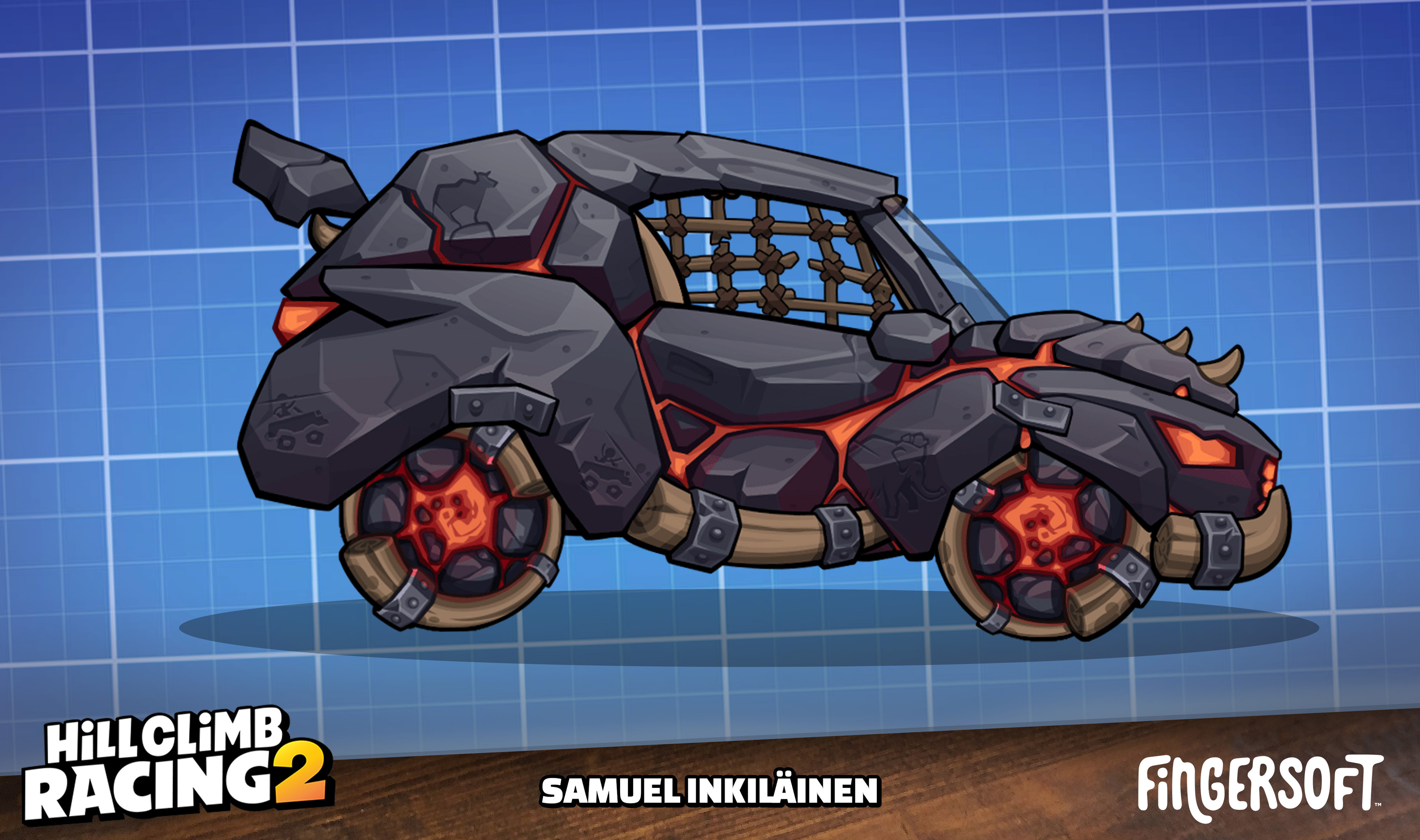 Magma - themed vehicle paint for Rally car. 