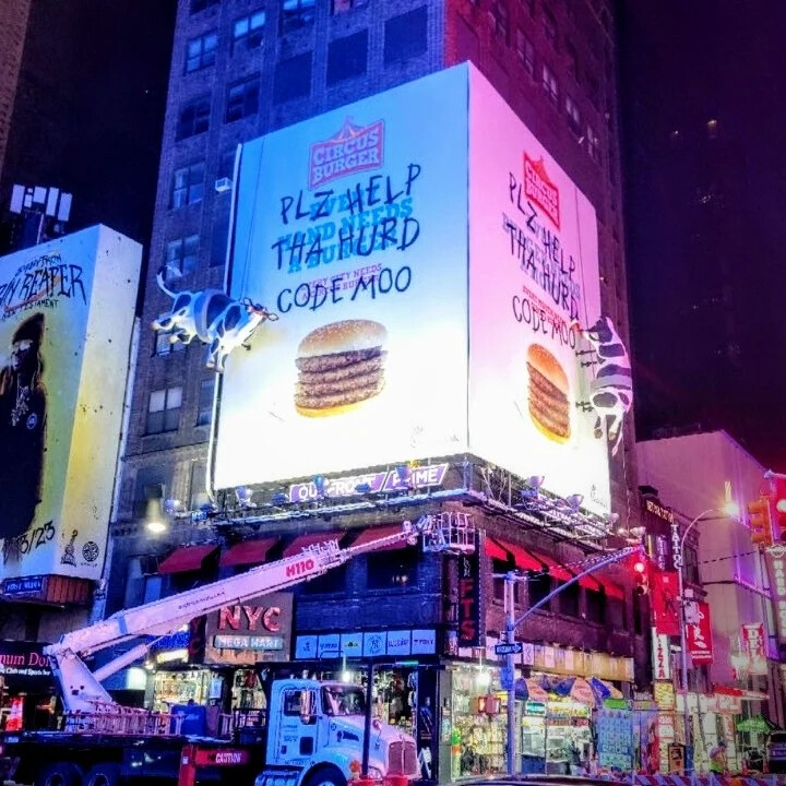 Chick-fil-A Times Square advertisement cow props