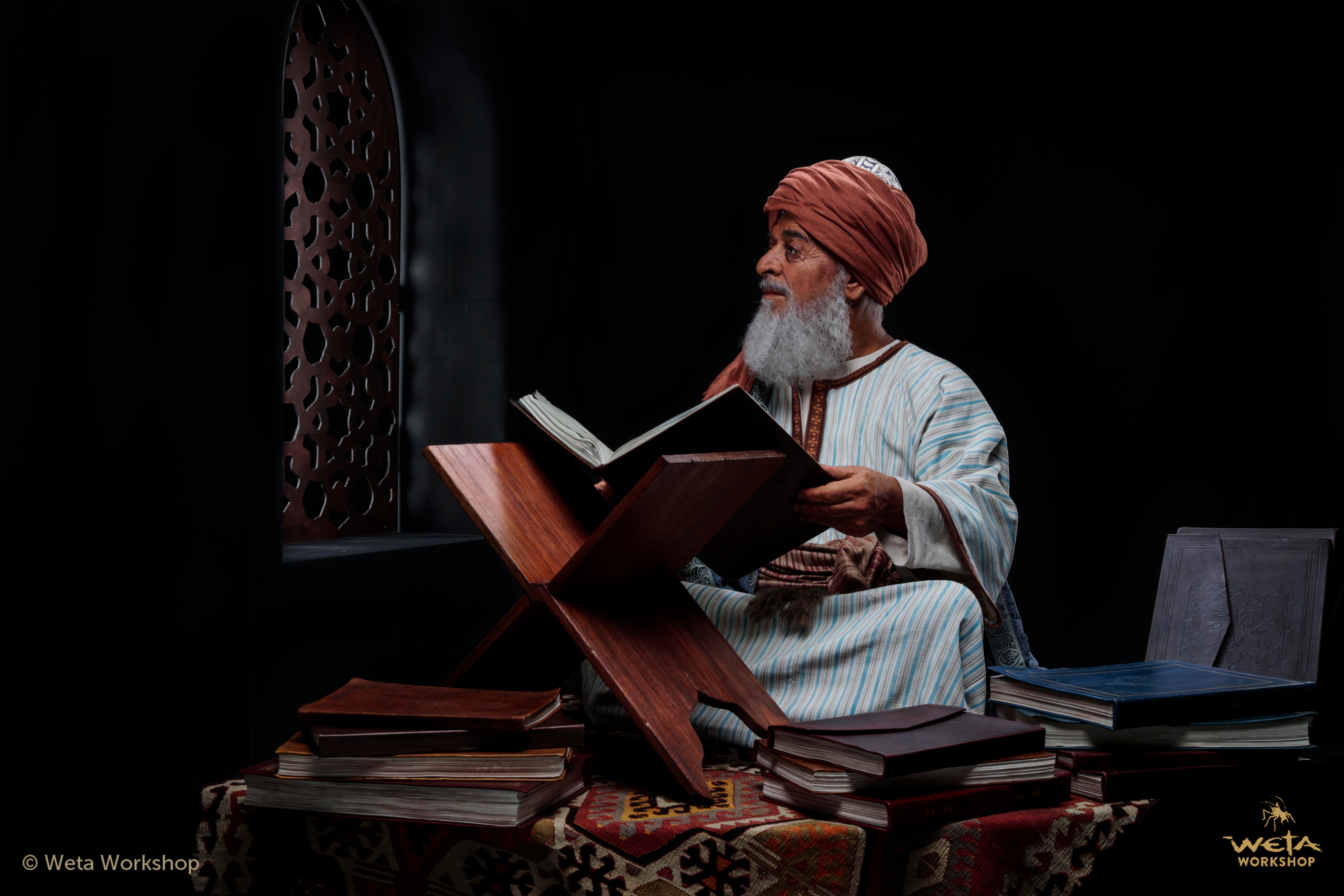 The final installation depicting Al Khwarizmi looking out at the city of Baghdad.