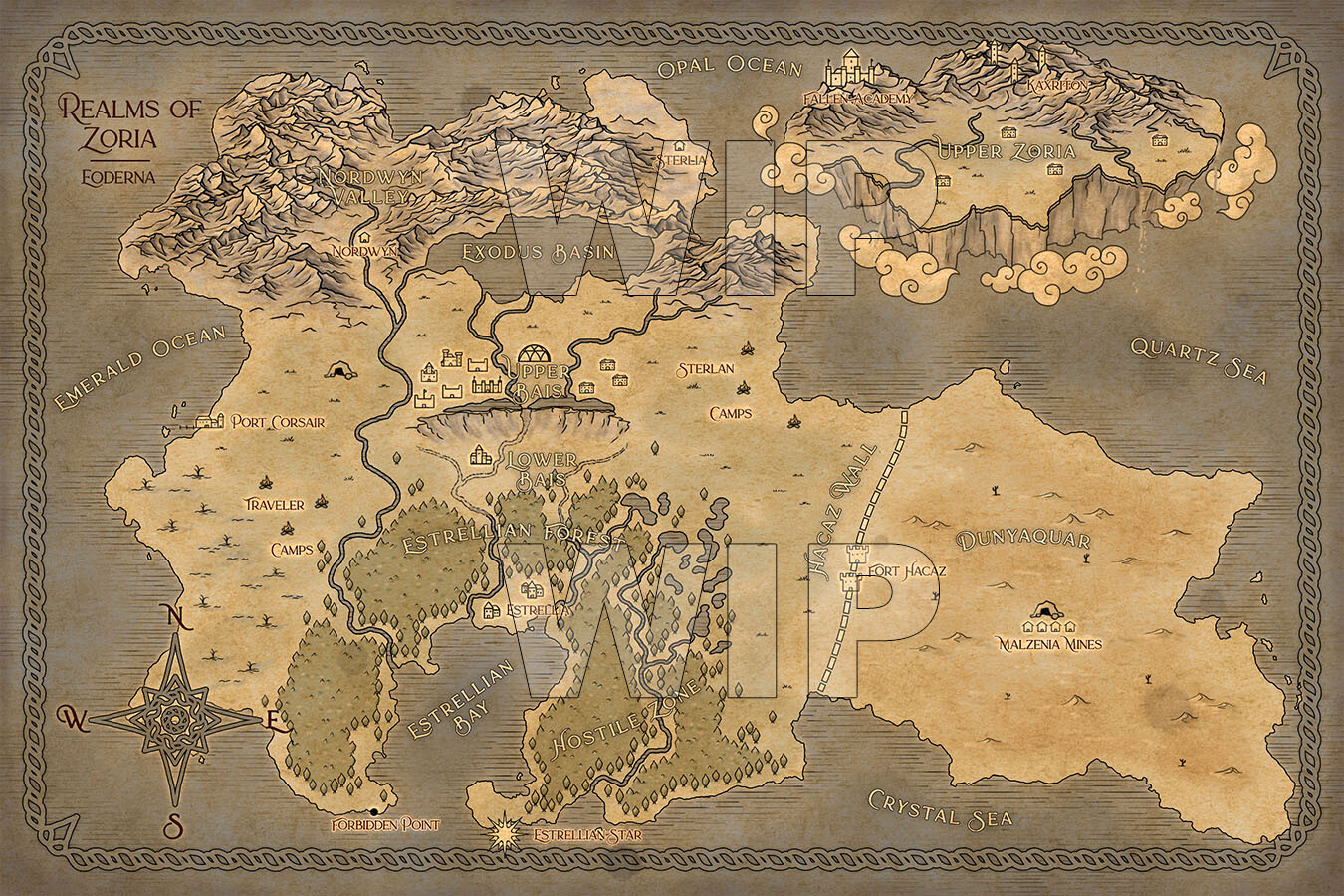 lineart with color and background texture -- some revisions were requested on this one