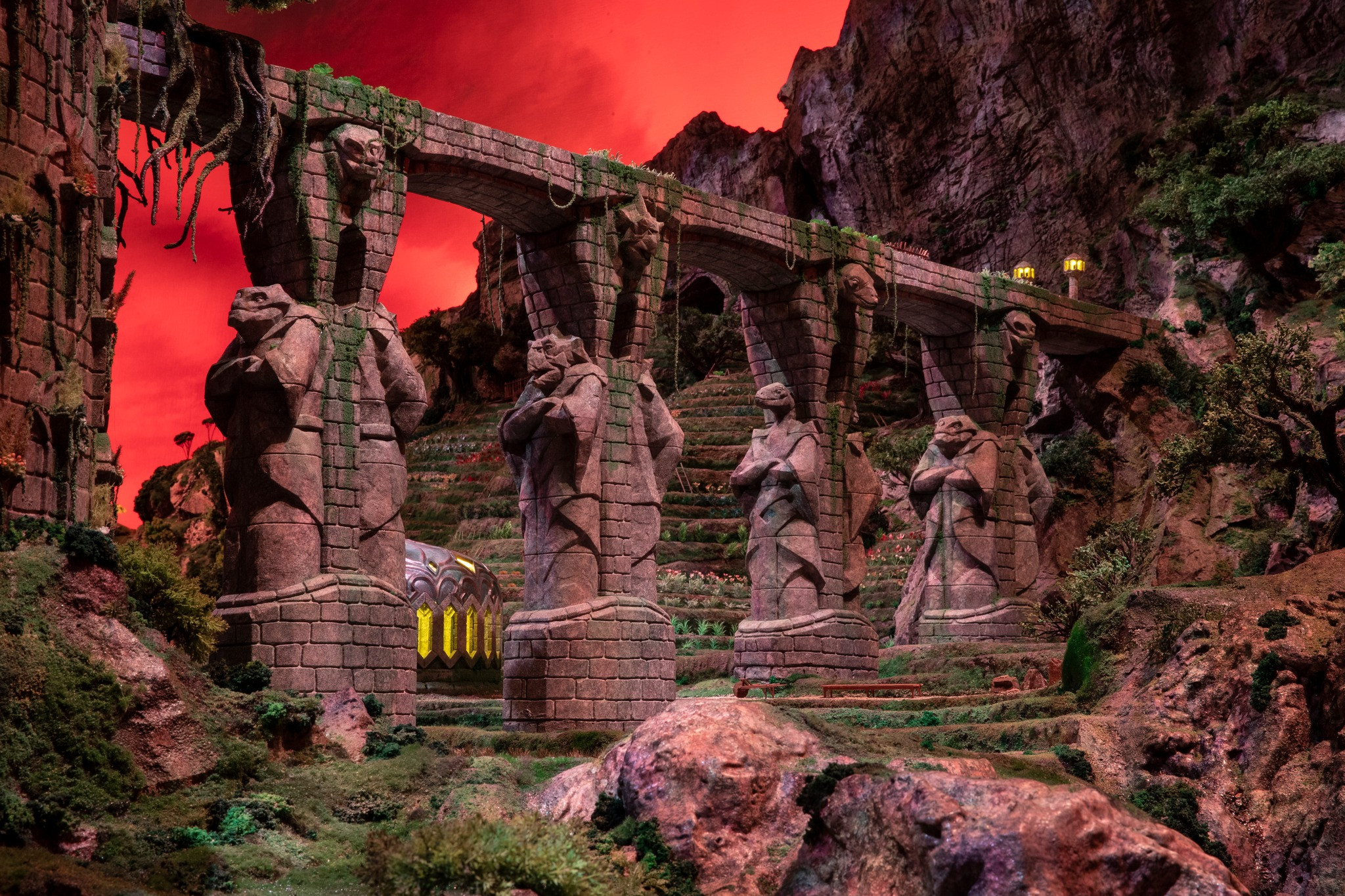 One of my favourite parts of the project was redesigning the viaduct bridge and incorporating the dinosaur sculptures into the pillars. I love what the team did with the terraces too.