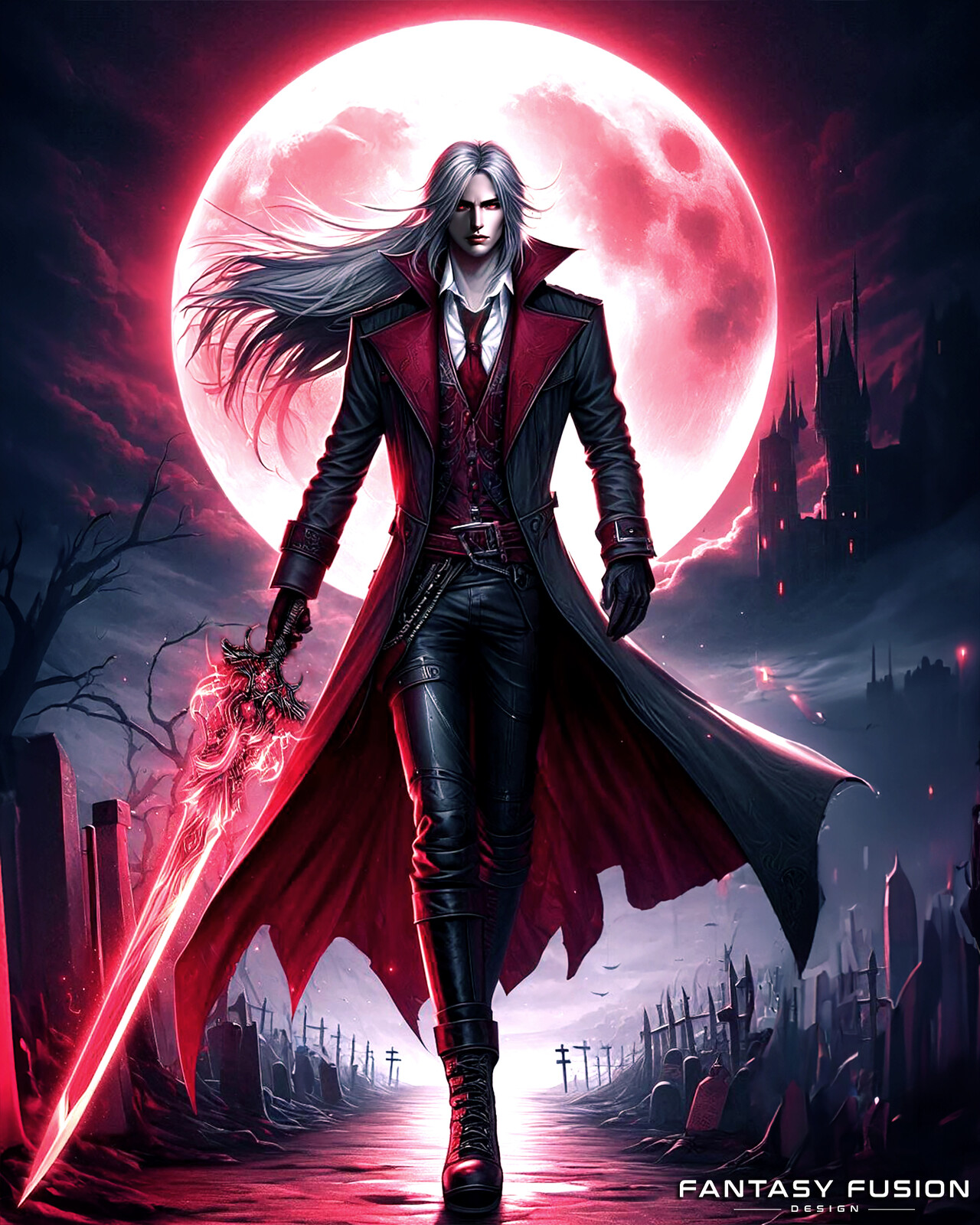 The blade cuts as thin as the veil between life and death beneath the blood moon, reminding us how near death lingers—summoned simply by the gaze upon that dark crimson body.