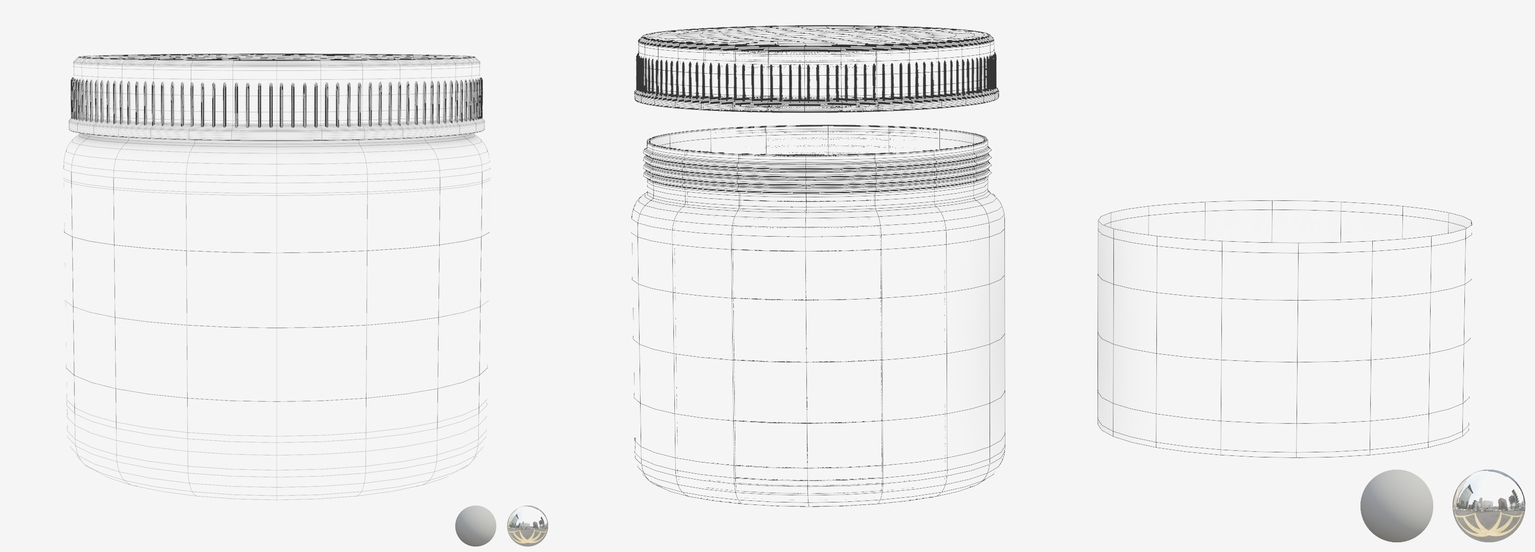 Bottle 3D model wireframes.