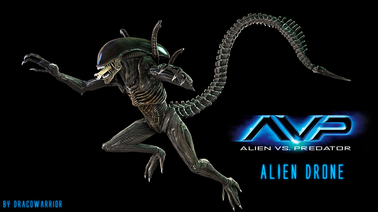 ArtStation - Alien vs Predator 2004 : Alien Drone 3D model recreation, image size:1280x720