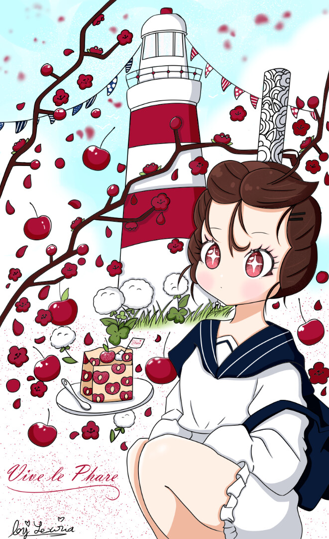 fille bigoudene manga phare et cerise