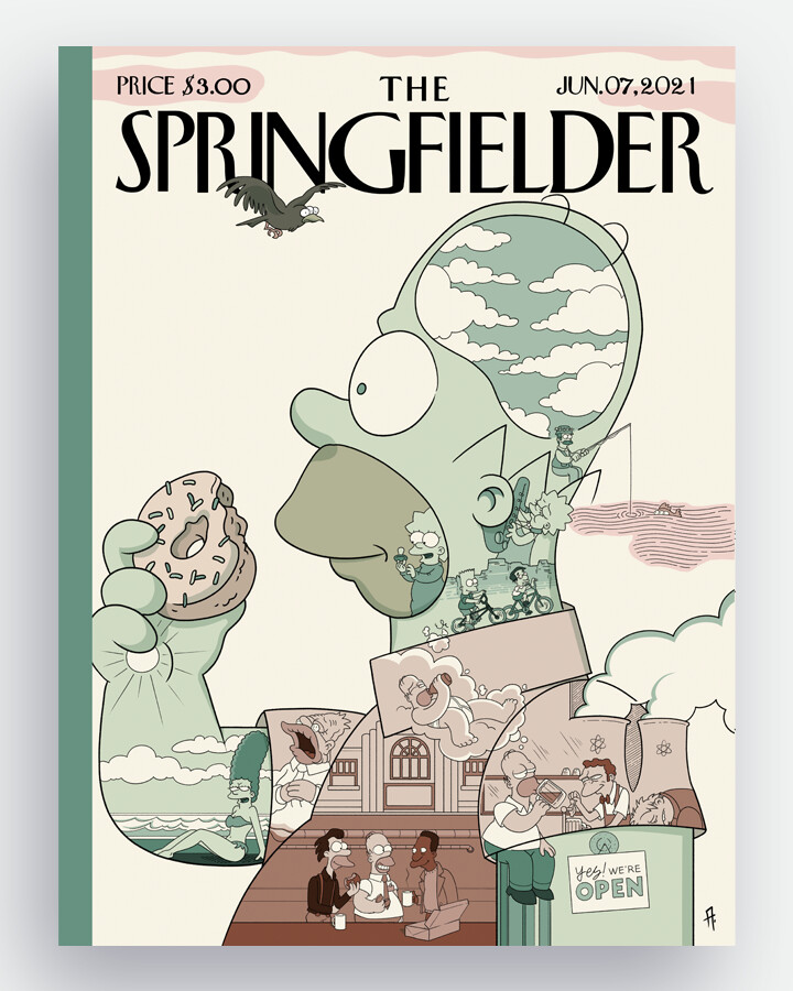 What’s going on inside Homer’s head post-Covid? . Based on the cover art tribute by Sergio García Sánchez