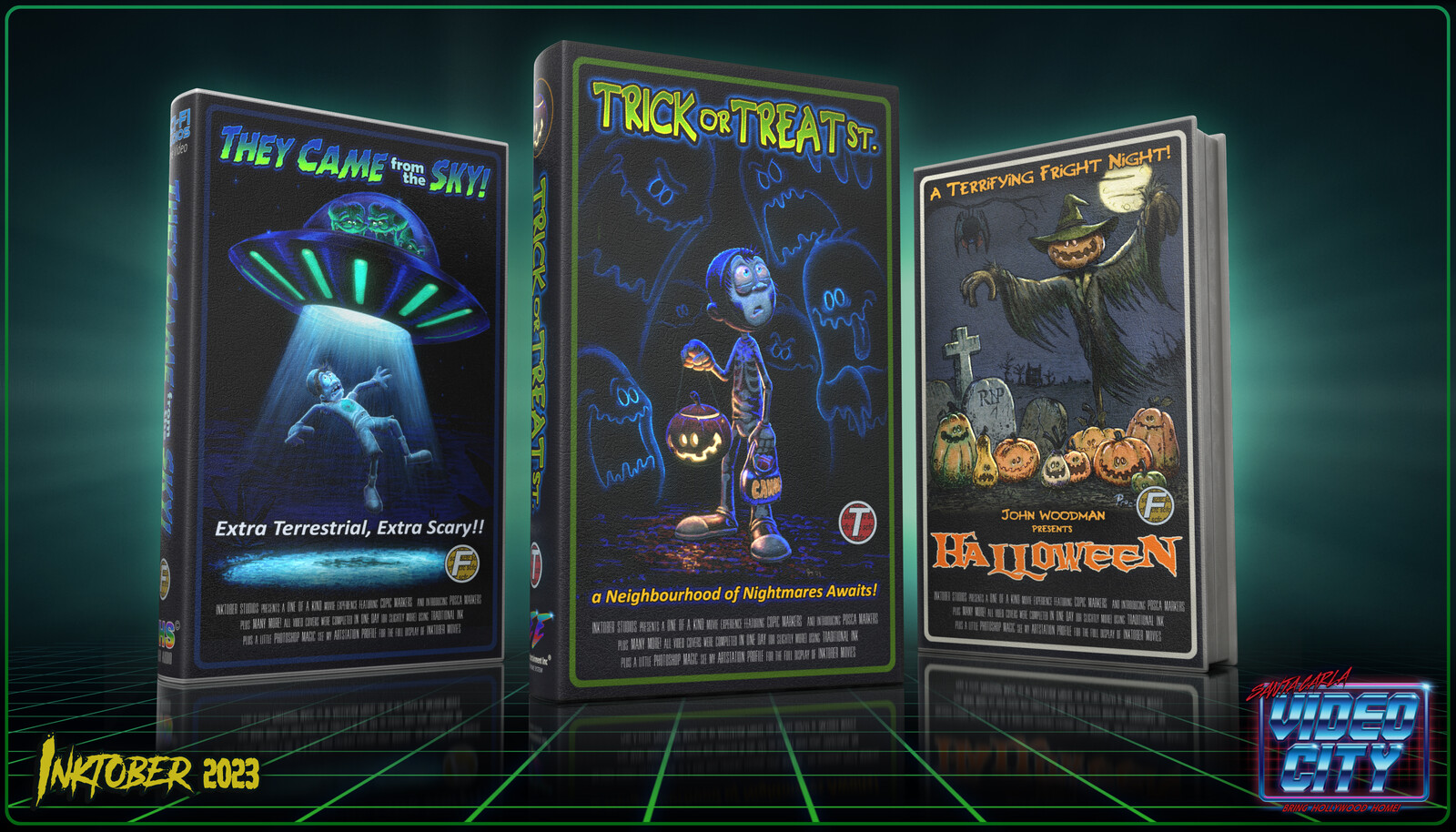 A month of illness meant 2023's offerings were pretty slim. But I did manage to eek out three more VHS covers at least!