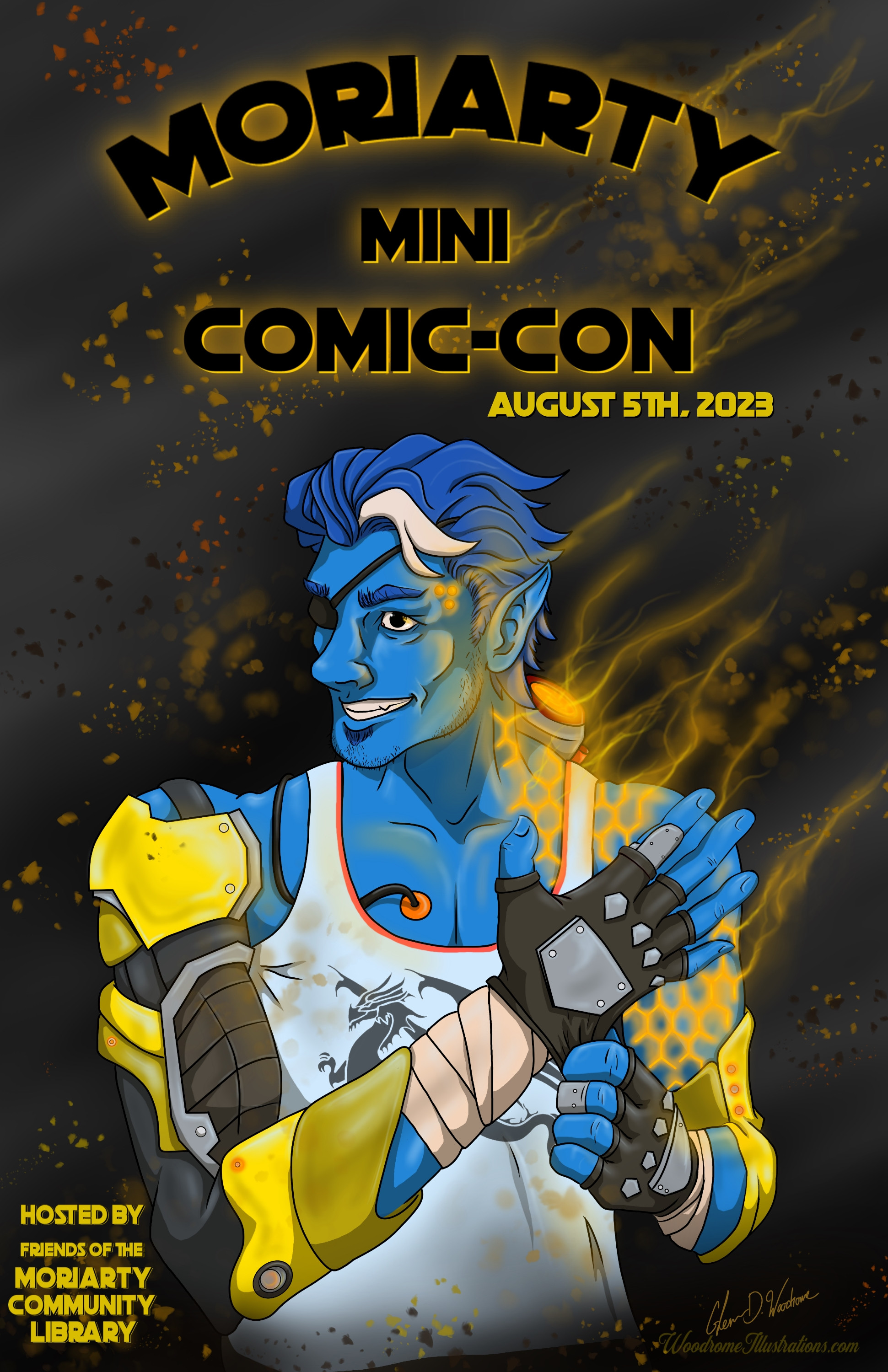 Moriarty Mini Comic Con 2023 Poster
By Glenn D. Woodrome
Woodrome Illustrations