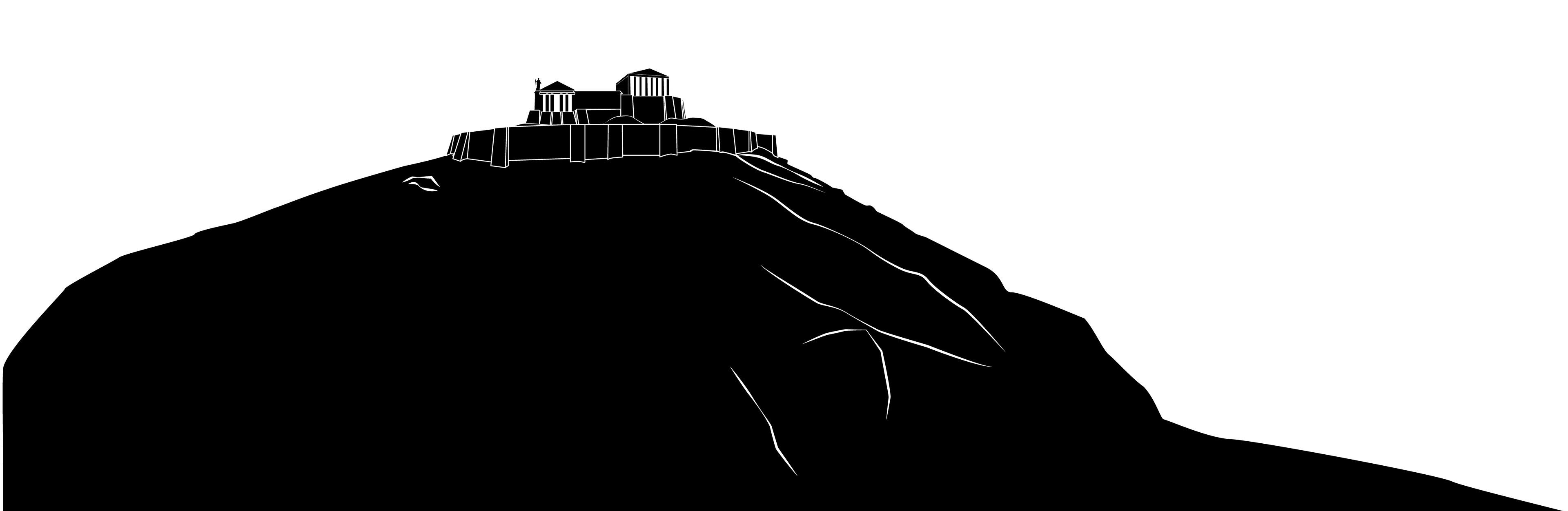 The Acropolis at Argos. For reference, I used artist renderings of the Athenian Acropolis and placed it atop the existing ruins of medieval battlements and structures that are still present in Argos.