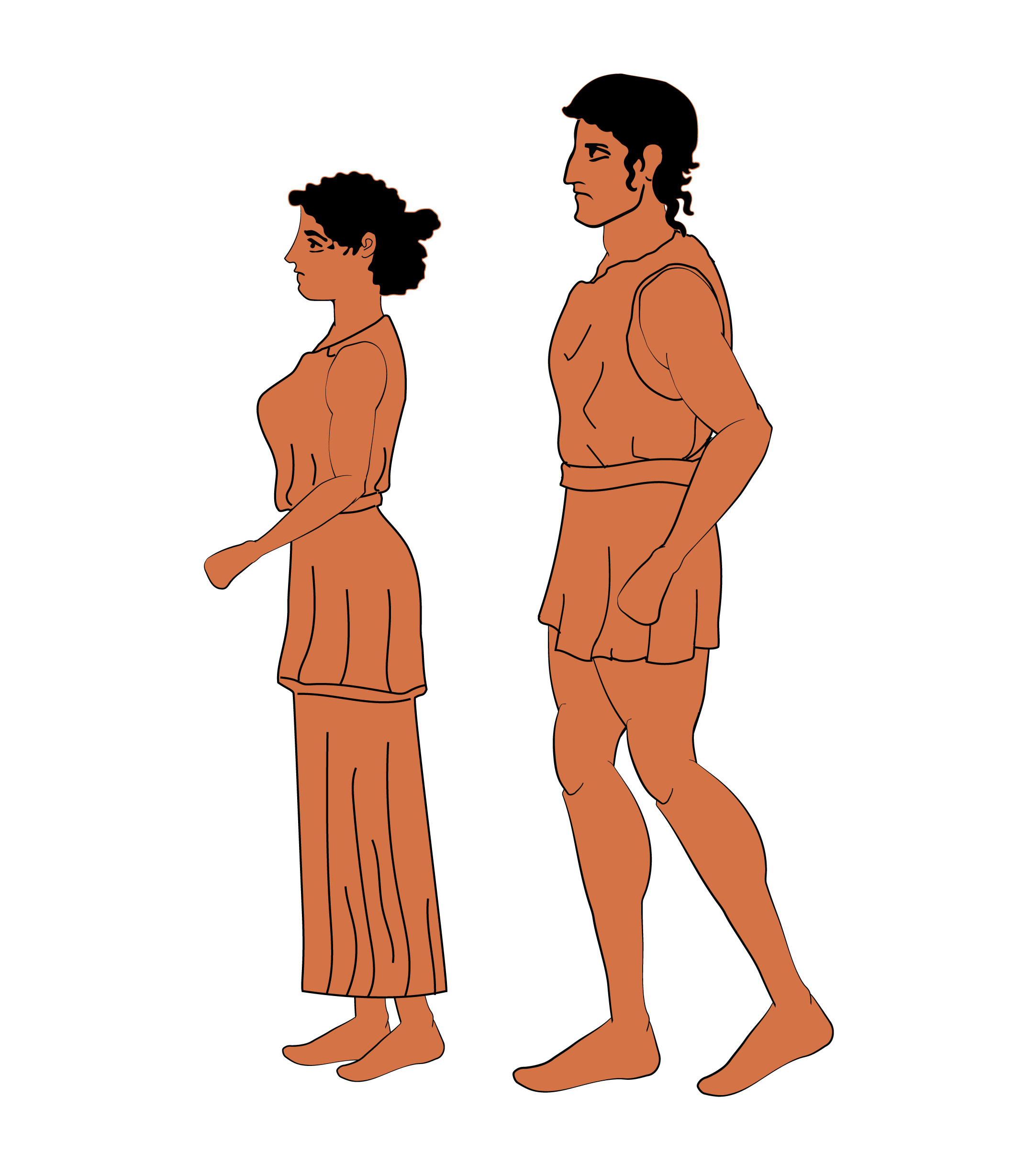 Male and female base with the heads of Perseus and Danae. The clothing is still very WIP and was quickly drawn with the pencil tool. It's there so that I can get a better idea of how their proportions will look when finished.