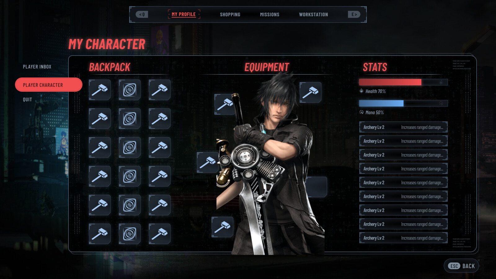 Cyberpunk Inspired Manapunk Game UI UX Design