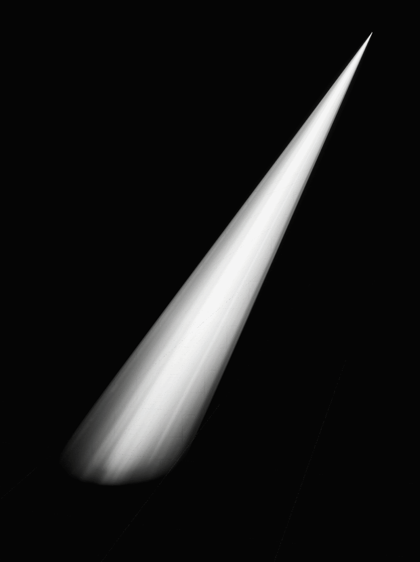 An axis-aligned fresnel combined with a depth fade and a very tiny noise map to create a god ray card.