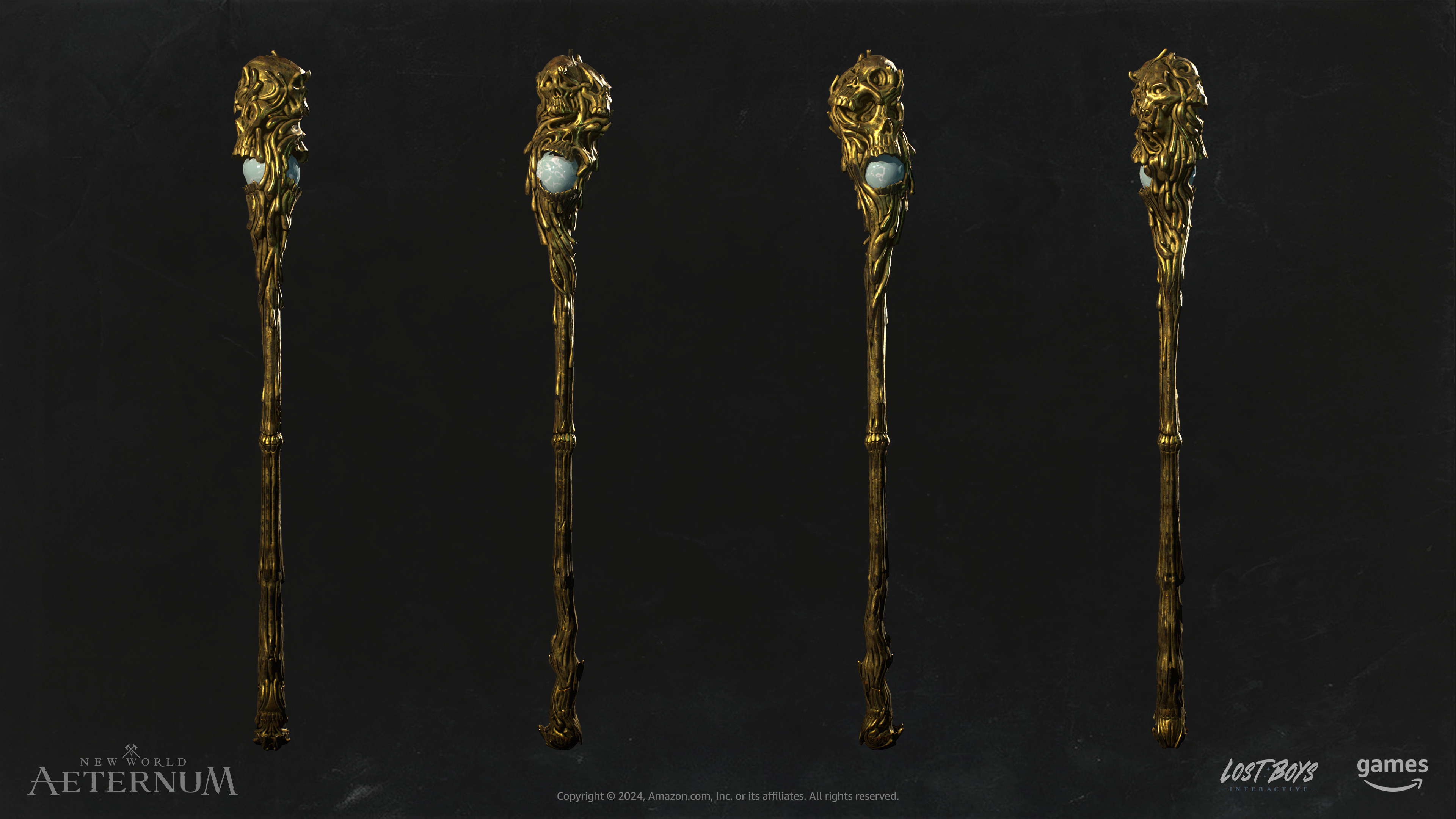 Gold Cursed Life Staff low poly