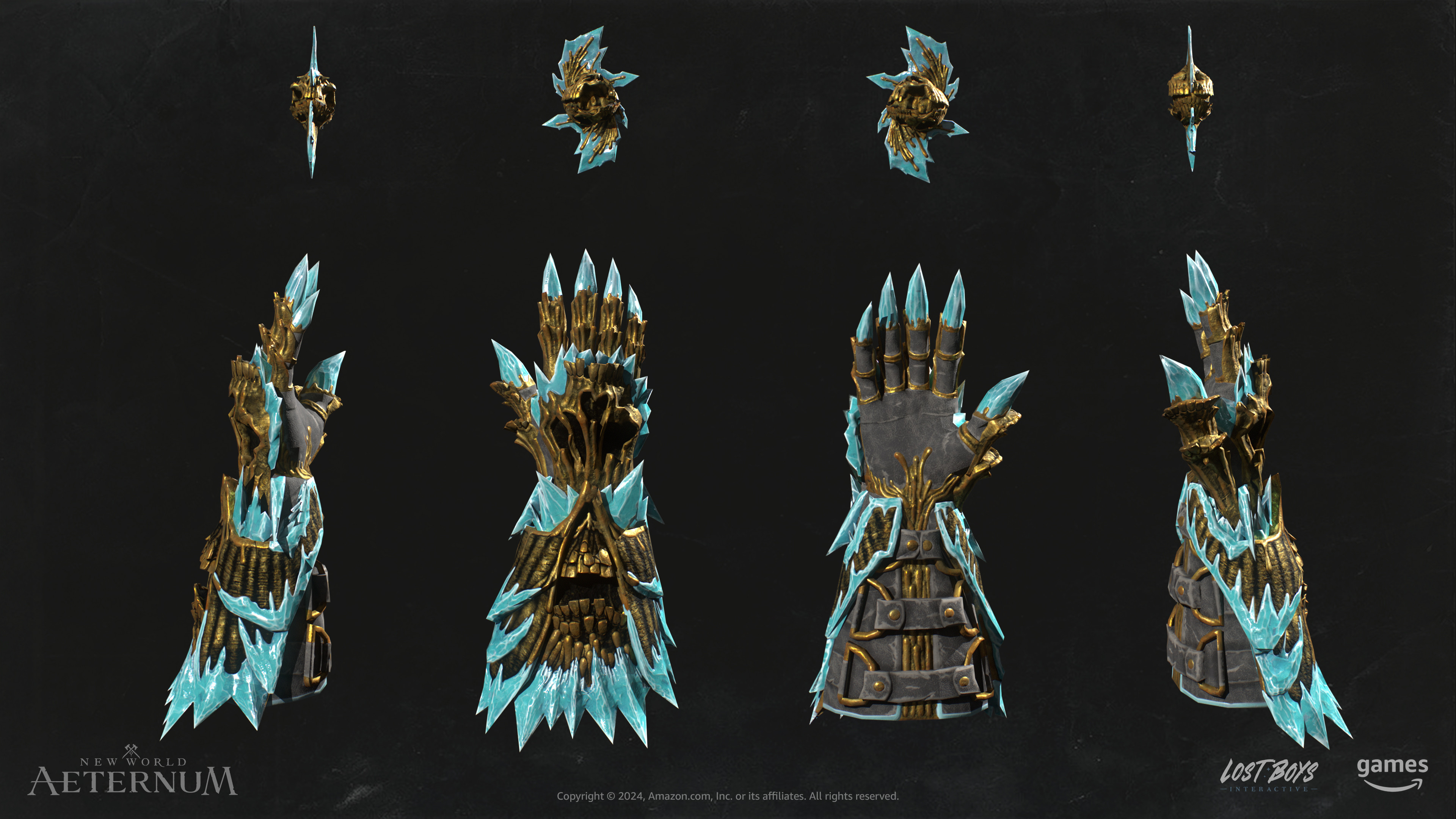 Gold Cursed Ice Gauntlet low poly