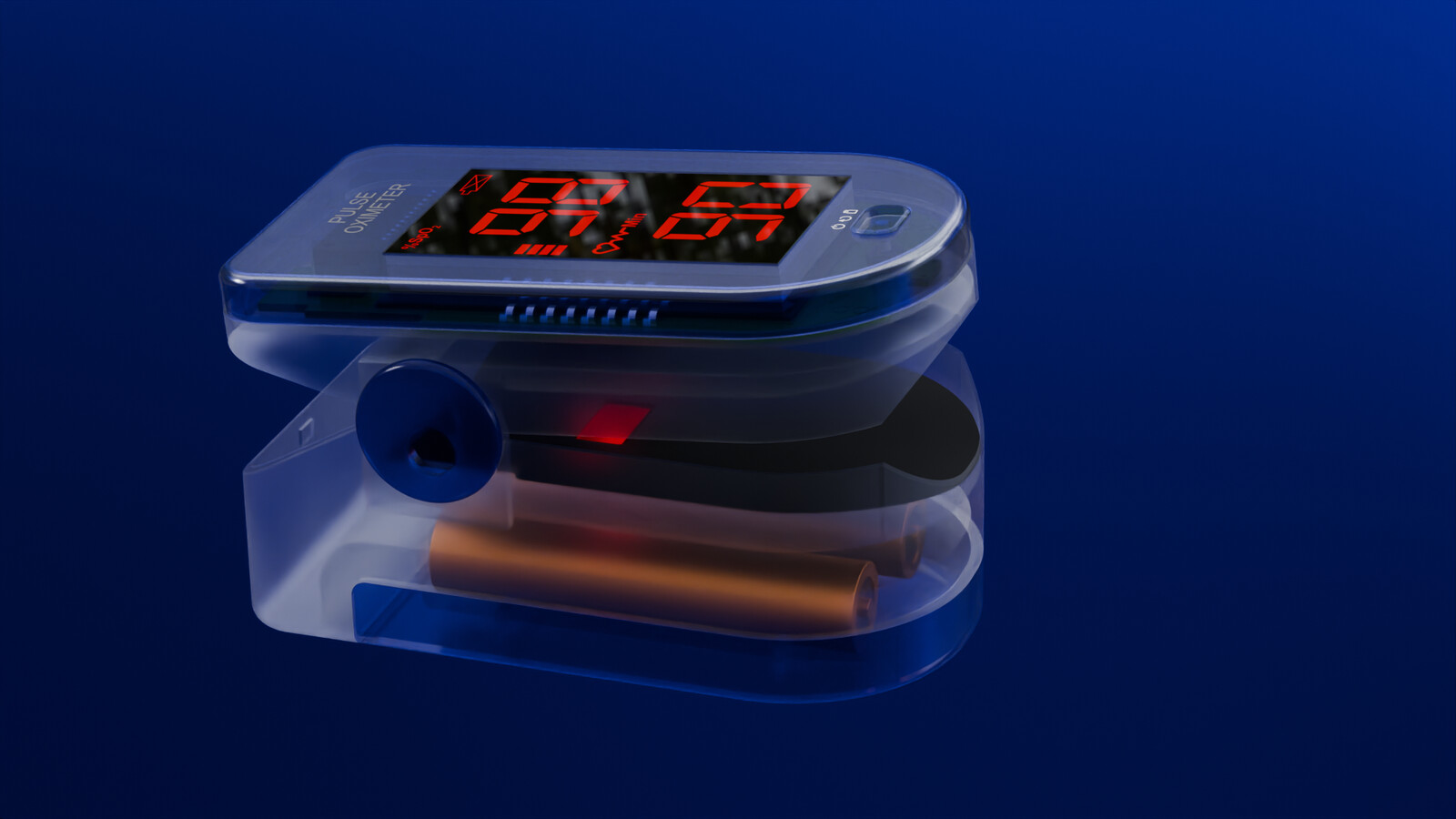 Pulse Oximeter, transparent view.
