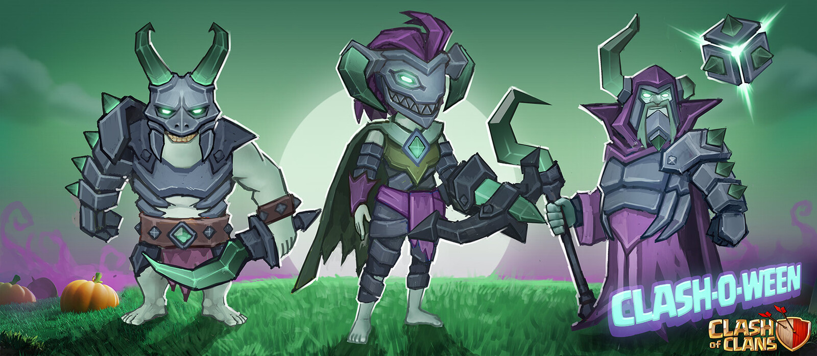 Final hero skin designs for the Clash-o-ween event 2024.