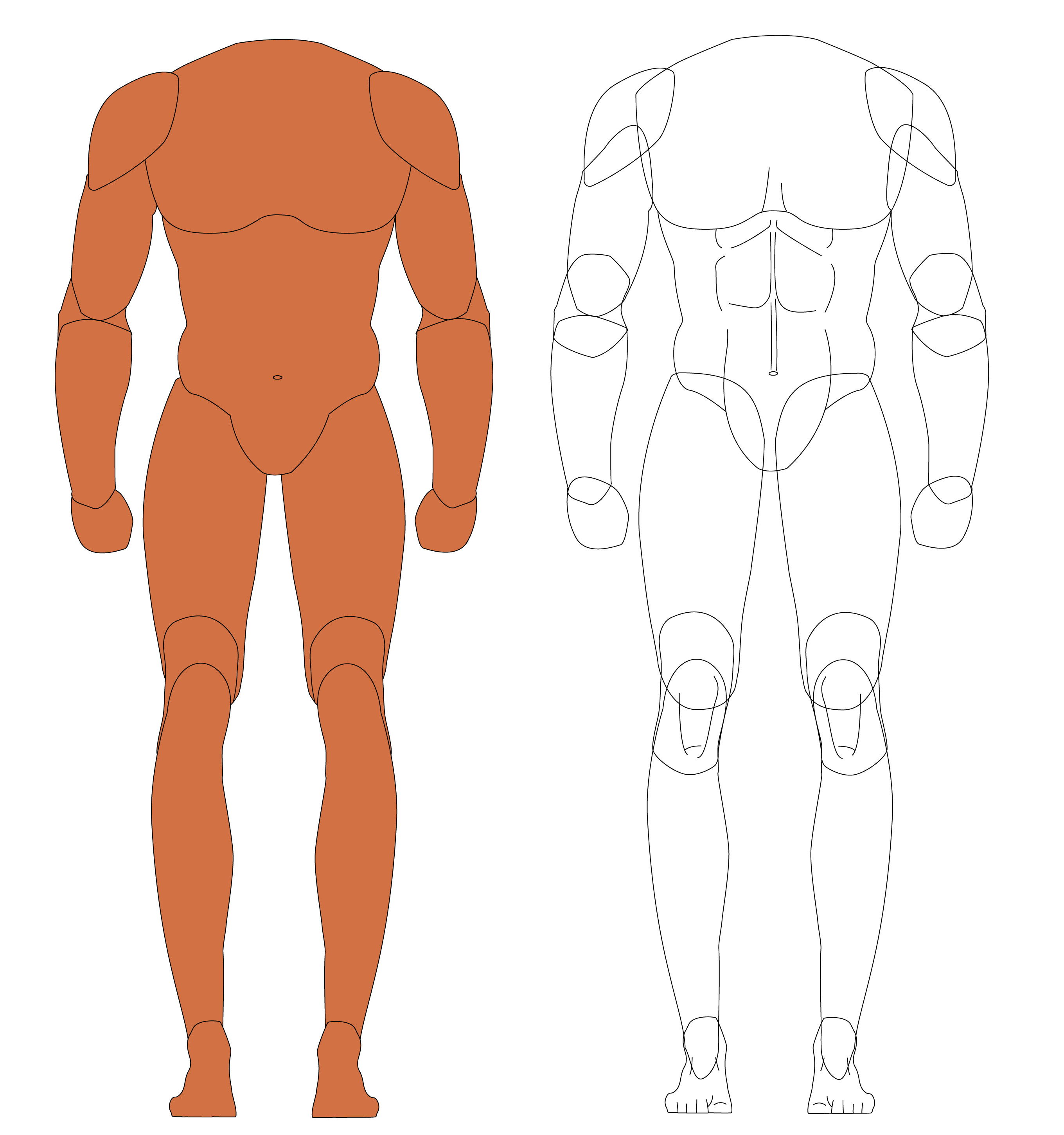 I had been going back and forth on whether or not everyone should be in profile view at all times. It seemed like the wrong move, especially considering the variety of poses on real Attic-era pottery. So, I made a front-facing male body.