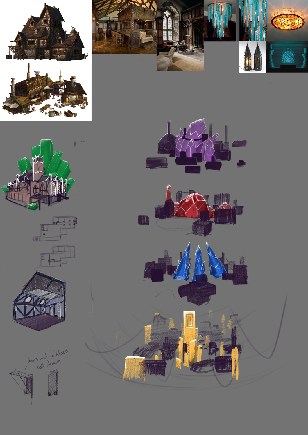 Concept sketches of Goblin and Illyyd homes and towns
