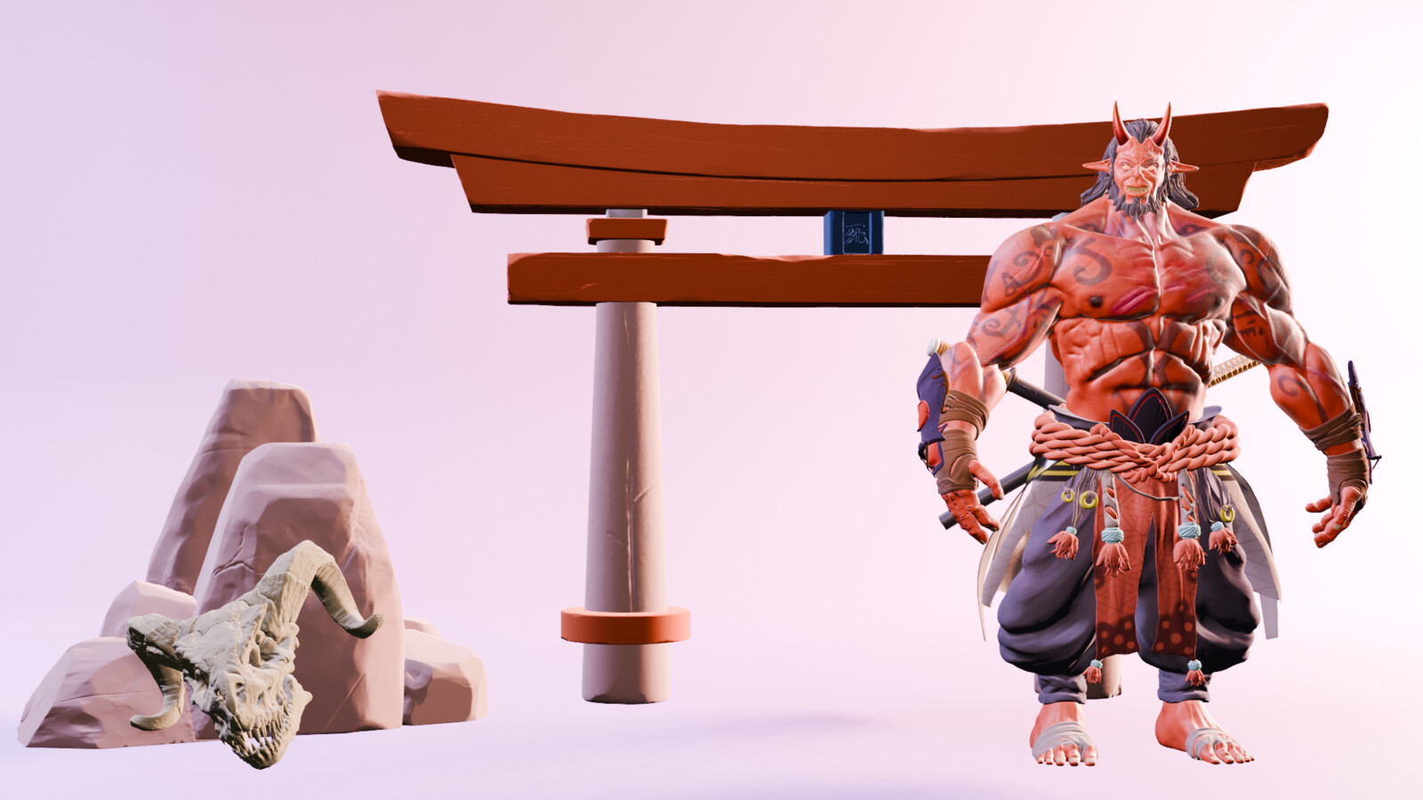 Oni And the Tori Gate Render
