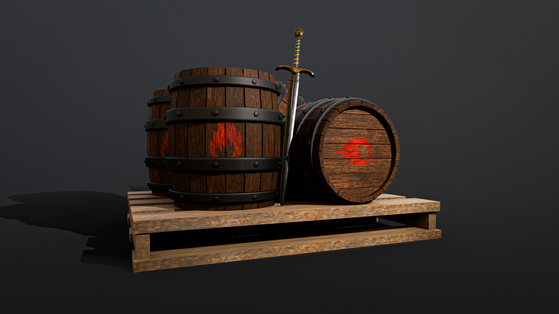 ArtStation - Explosive Barrels Mini Scene