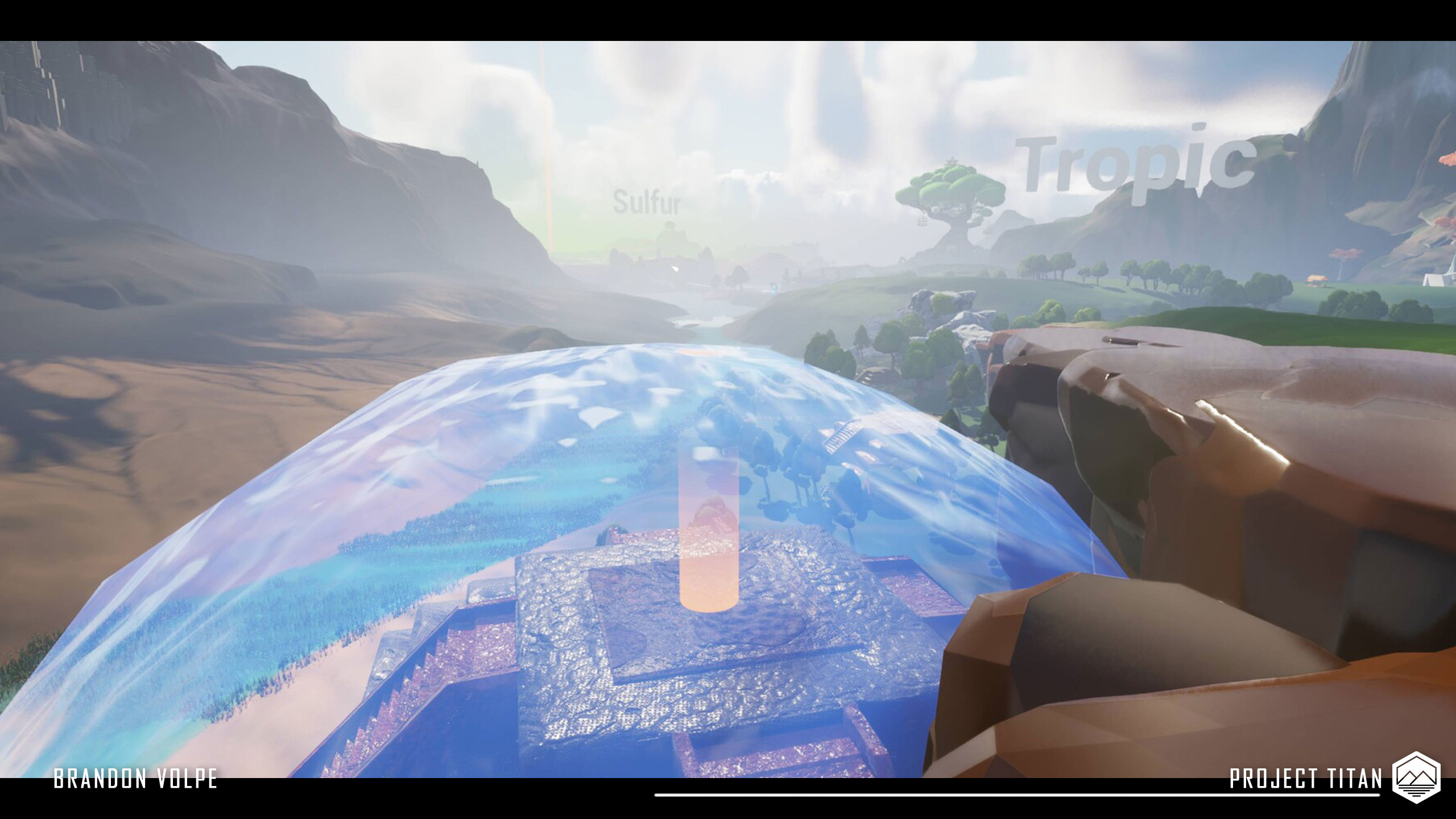 View from cliffs by stone hedge type piece