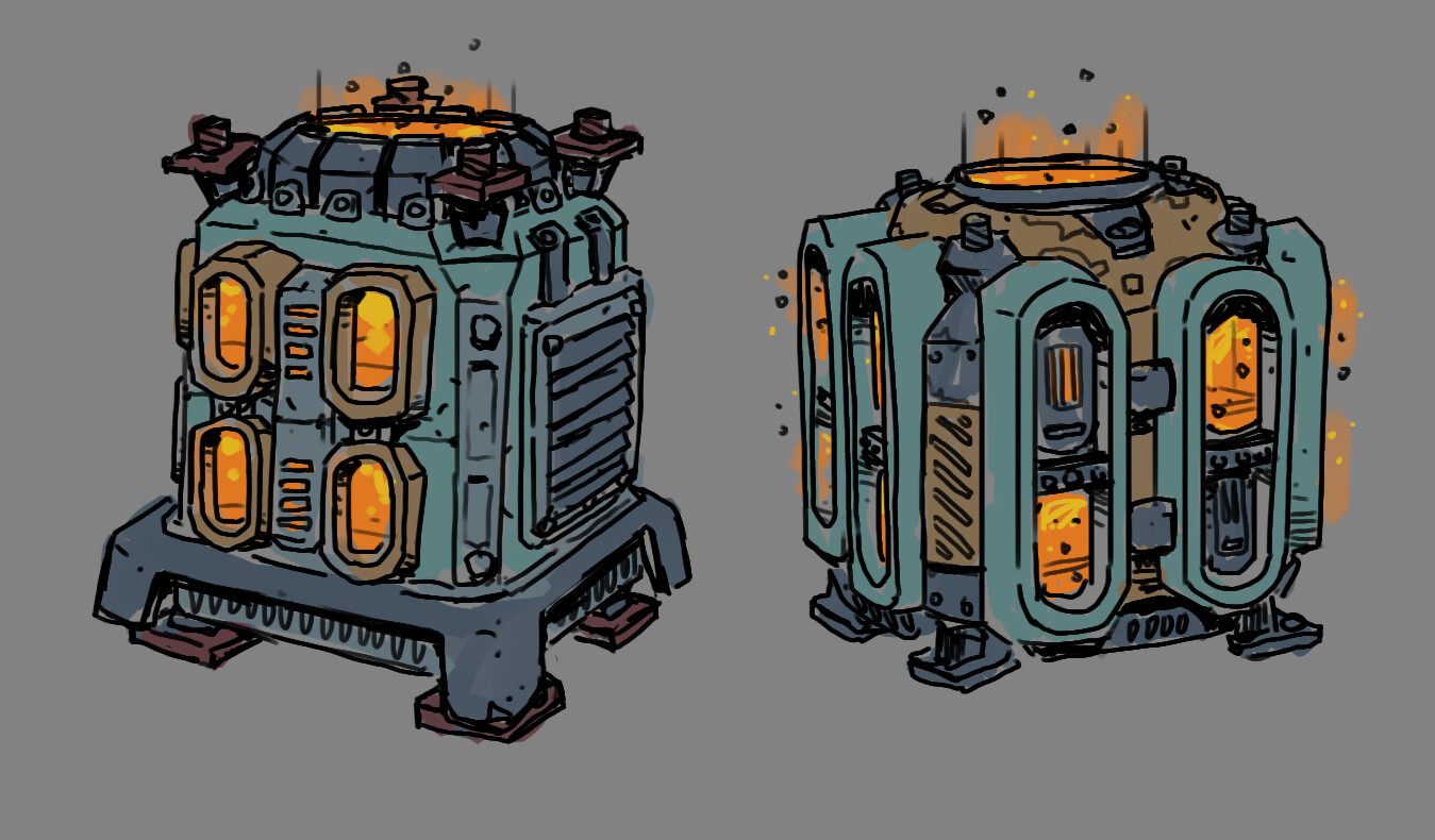 Early Smelter concepts from when machines were stackable and ports had to account for multi-layer layouts