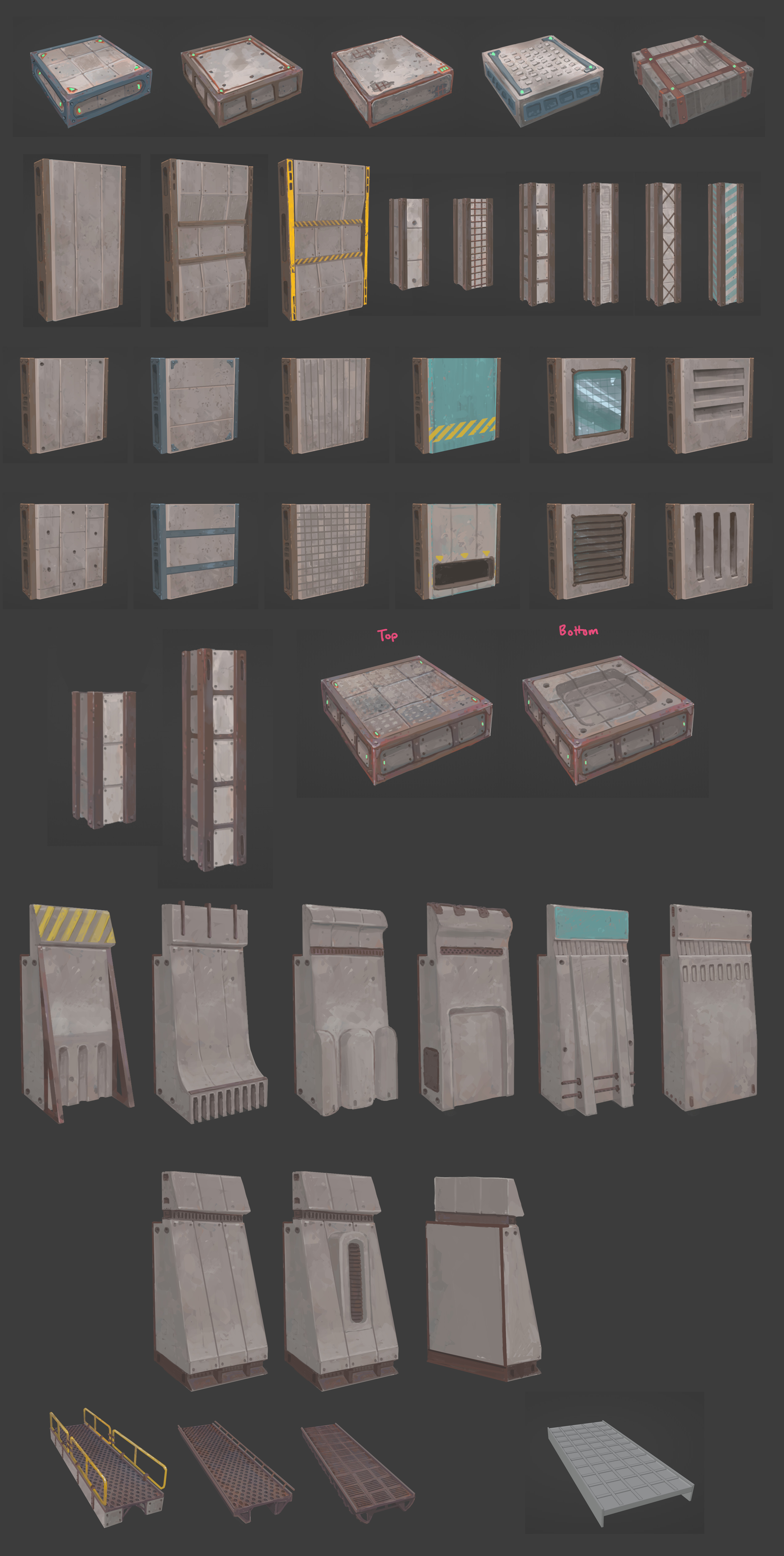 Walls, pillars, and floor pieces for the basic base building kit