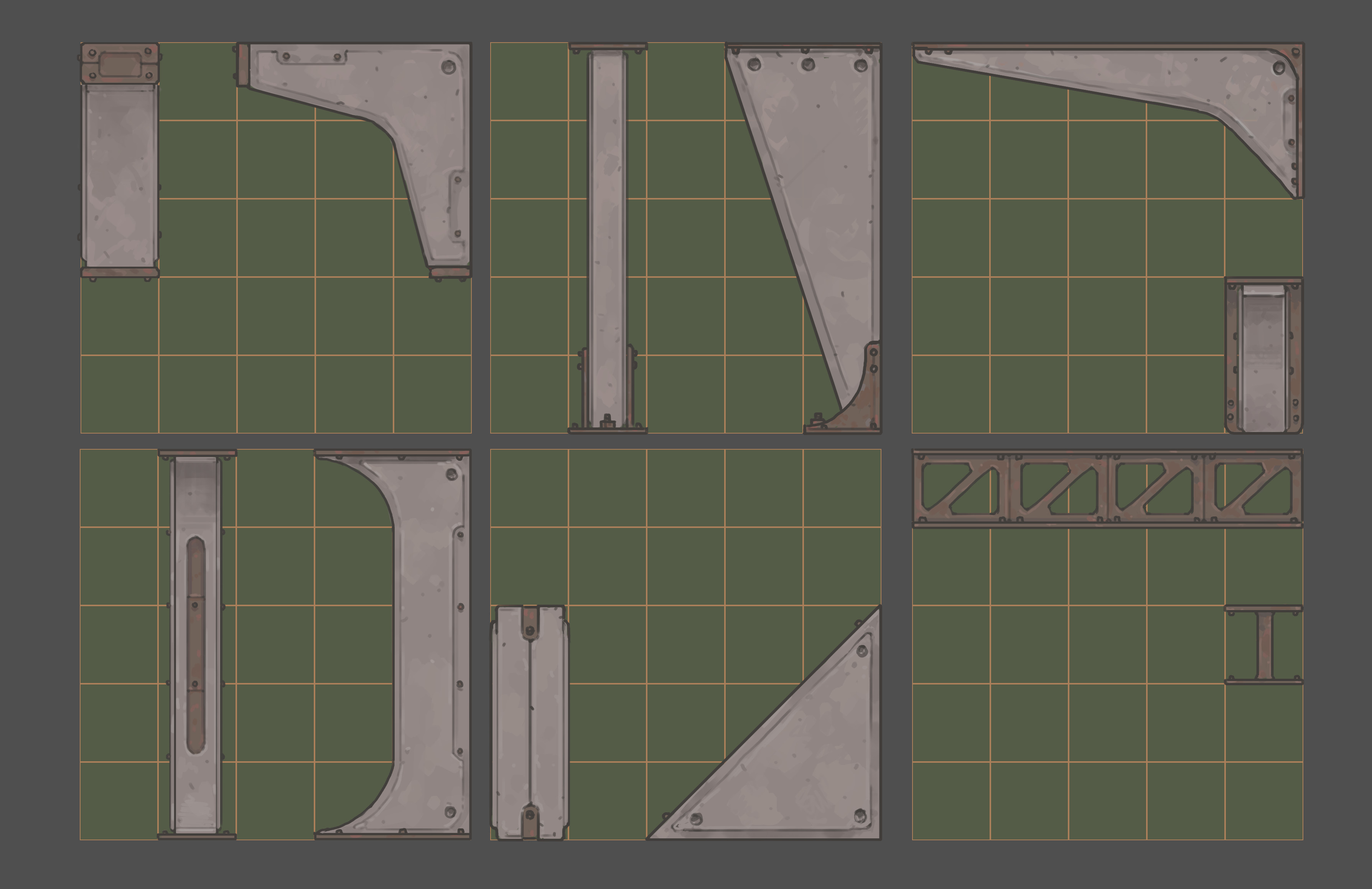 Supports and pillars to scale based on the in-game grid
