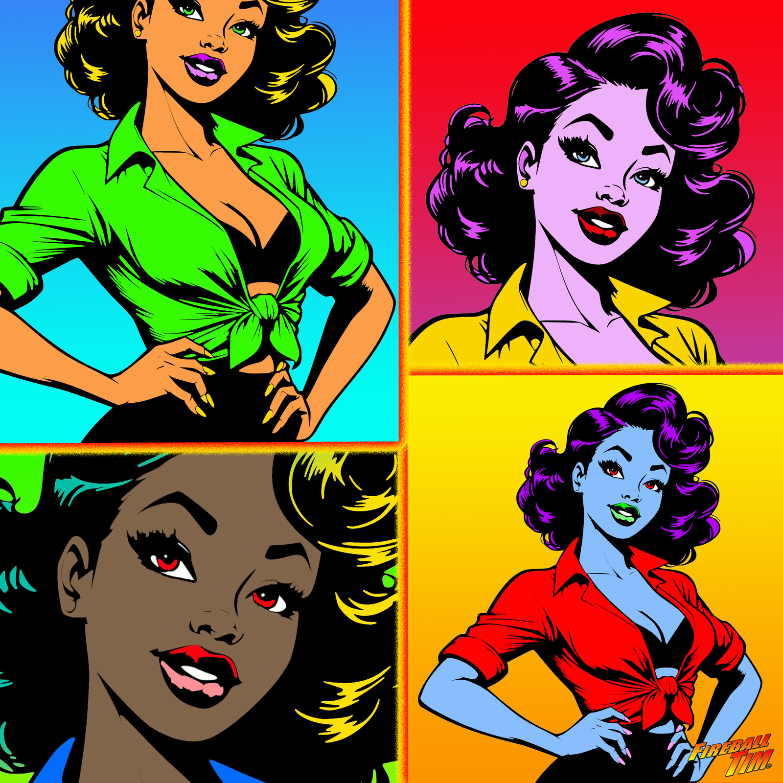 Pinup Art COLORFUL CARLY Pop Culture by Fireball Tim Garage