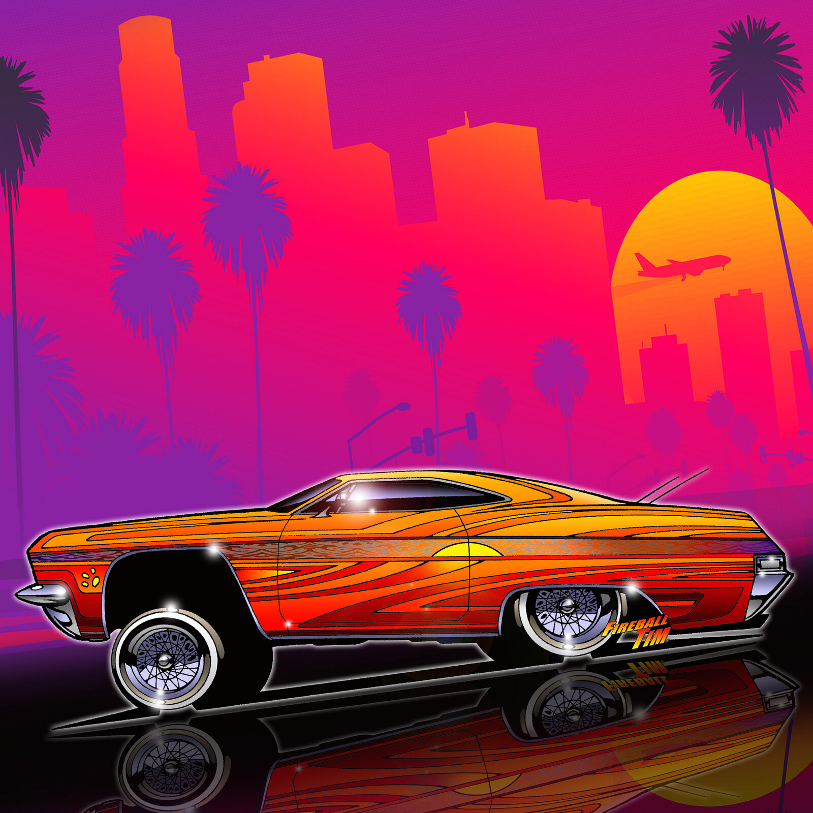 Chevy Lowrider Automotive Pop Culture Art by Fireball Tim Garage