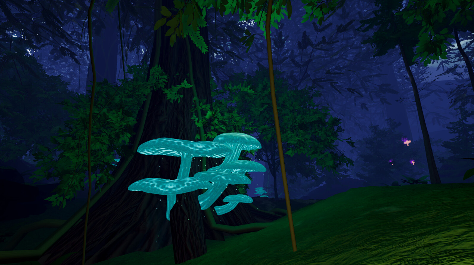 Bioluminescent mushroom assets, sculpted in zbrush