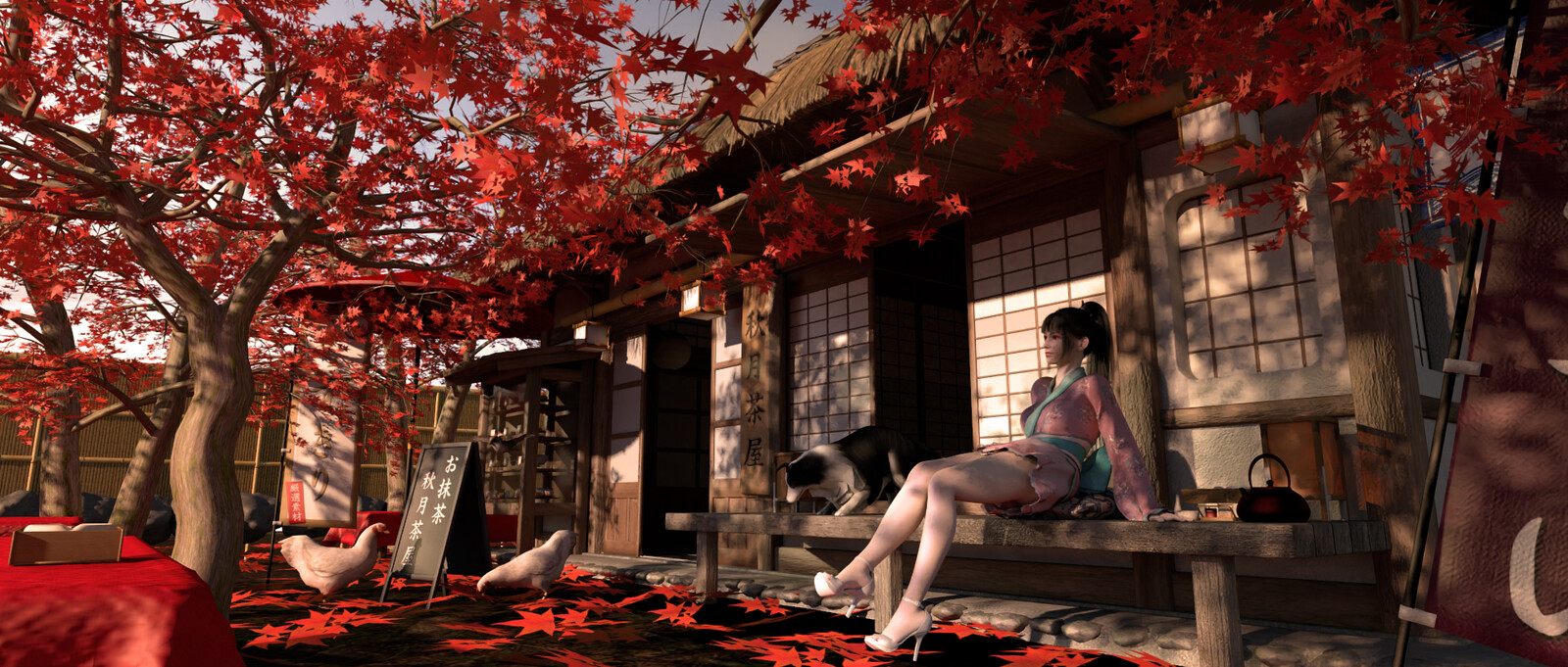 Autumn Serenity - Learning character posing and scene setup