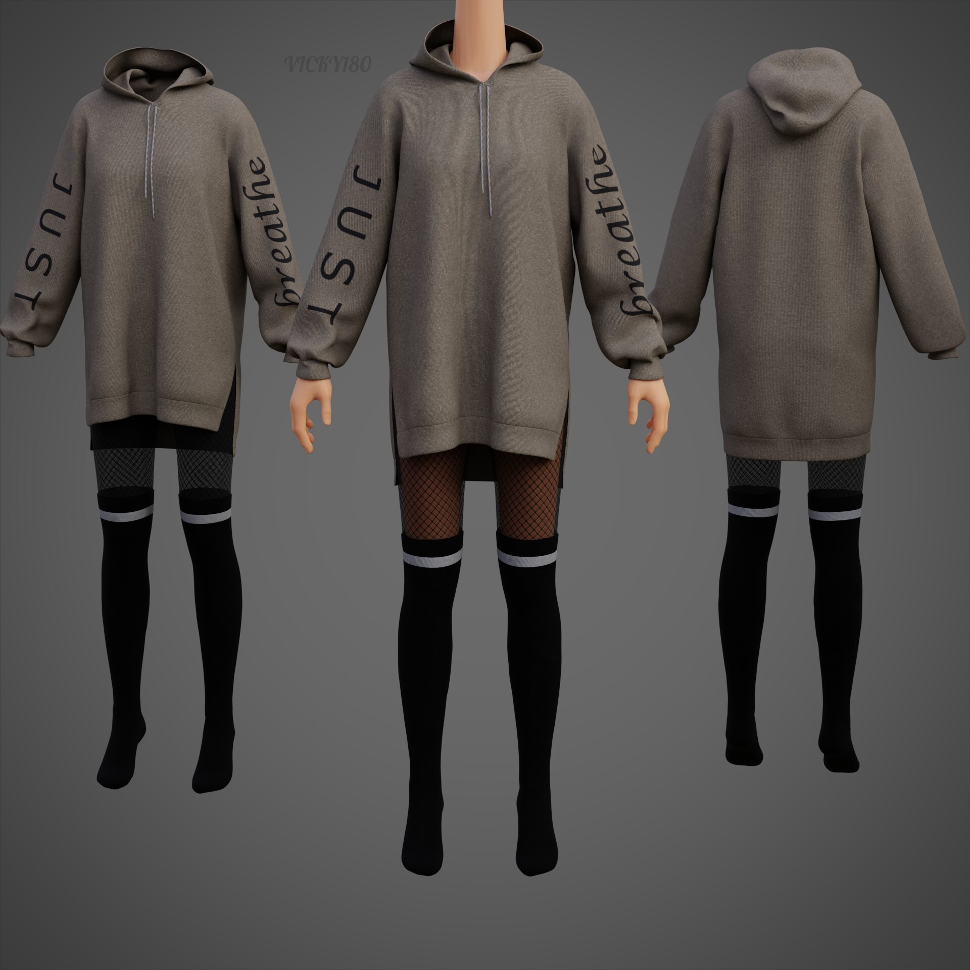 Victoria Jimoh - 3D Grunge Style Oversized hoodie fishnet Victoria Jimoh - 3D Grunge Style Oversized hoodie fishnet