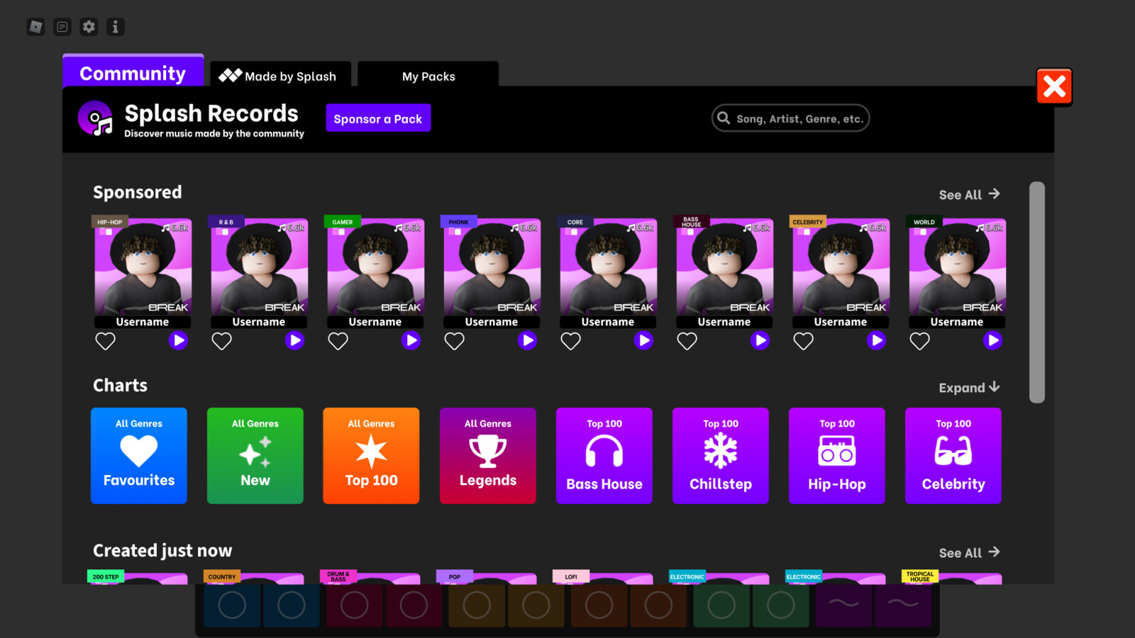 Splash records (choosing a DJ pack).