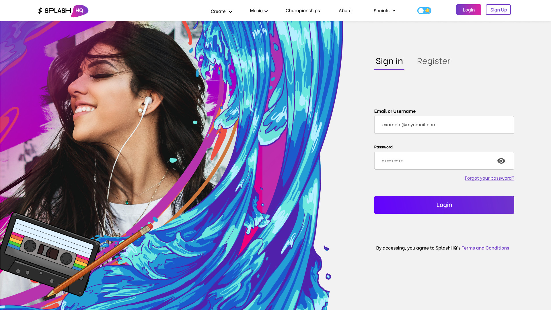 User login (light mode)