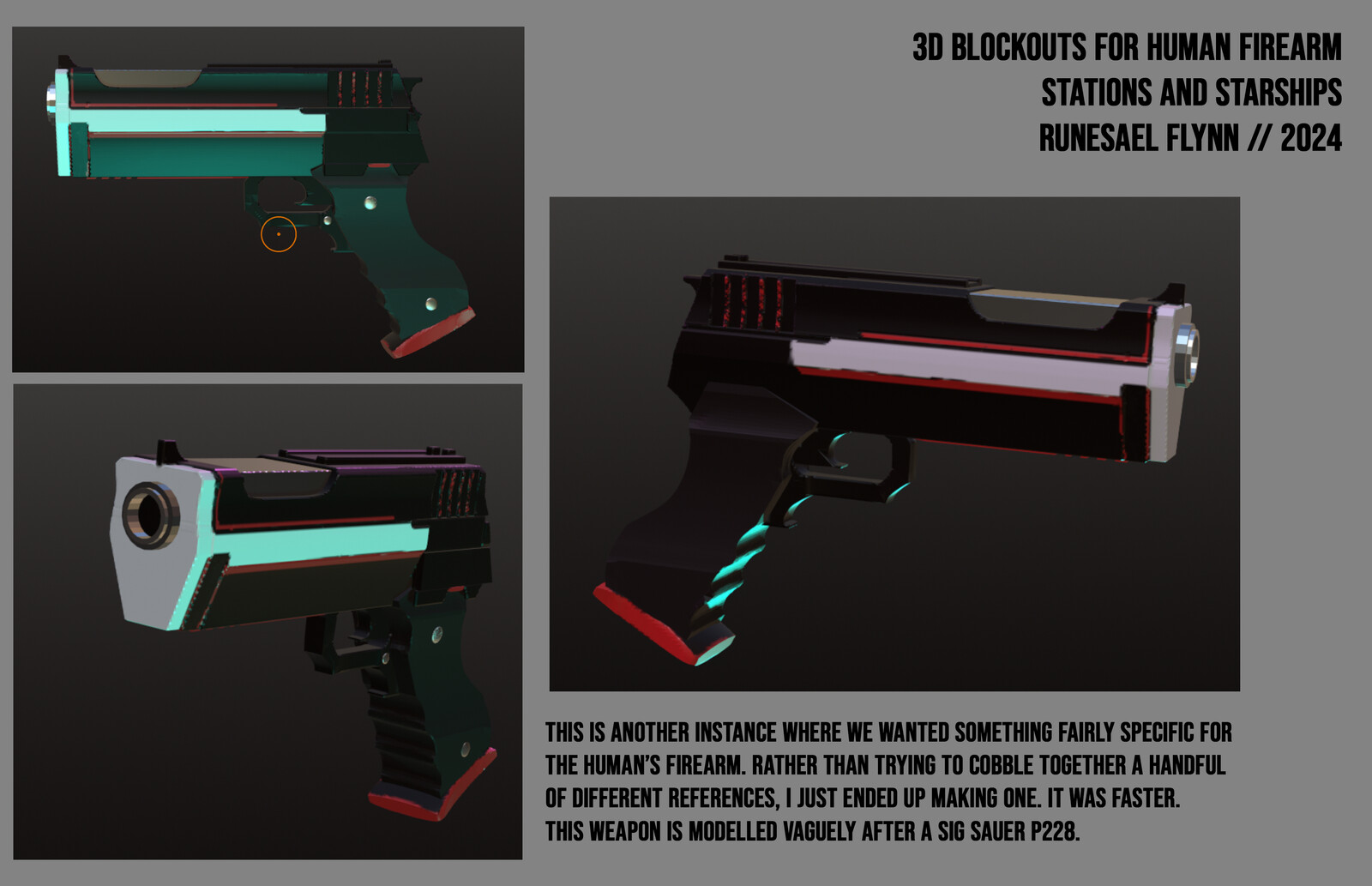 An example of a very specific reference that was easier to quickly mock up in 3D rather than searching for a bunch of images.