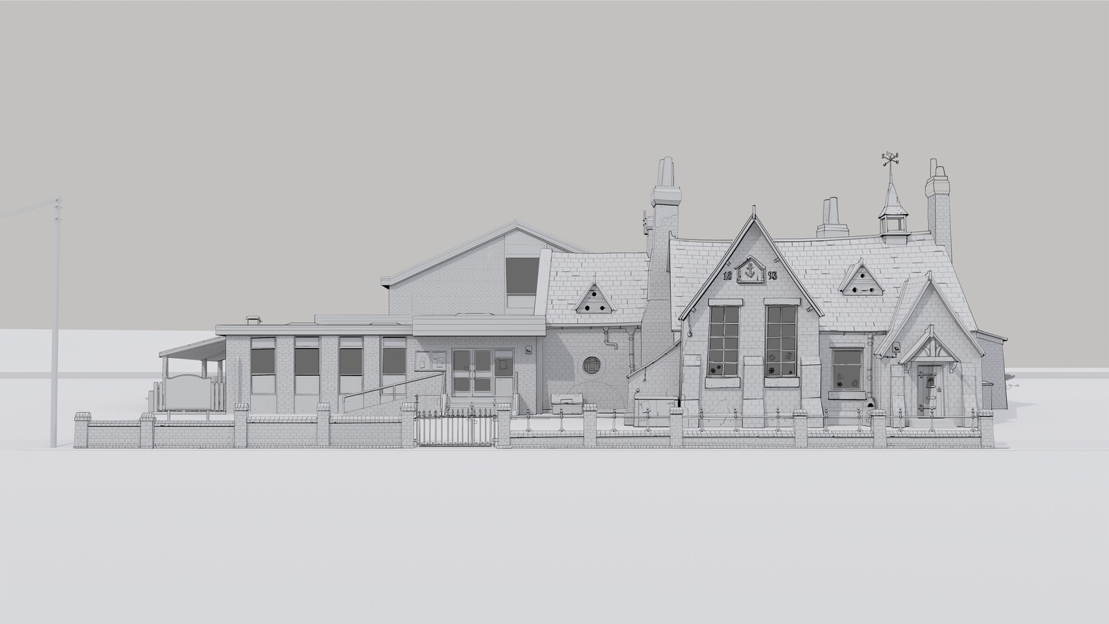 Detain drawing for out school set exterior