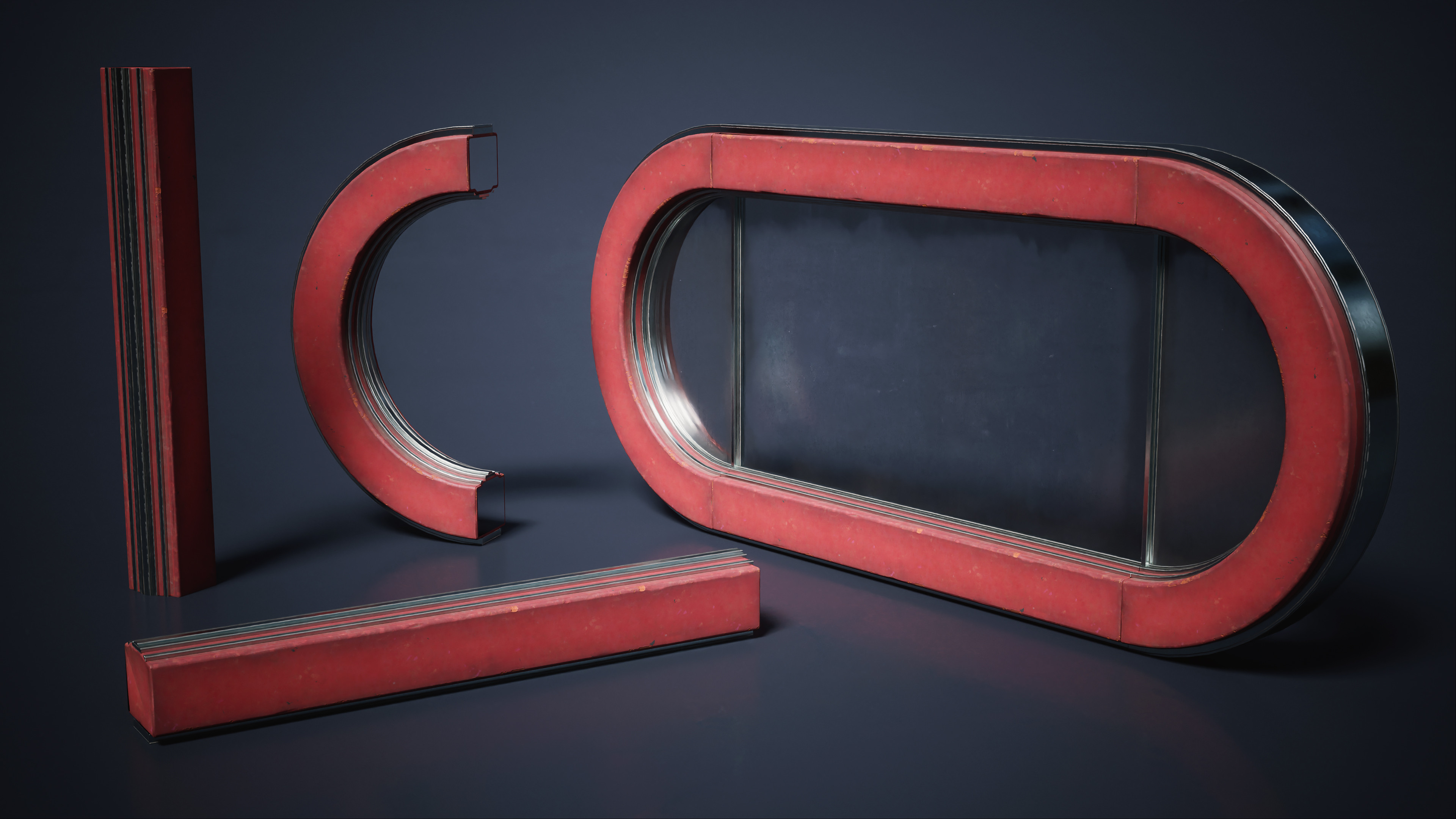 Window trims sculpted in Zbrush