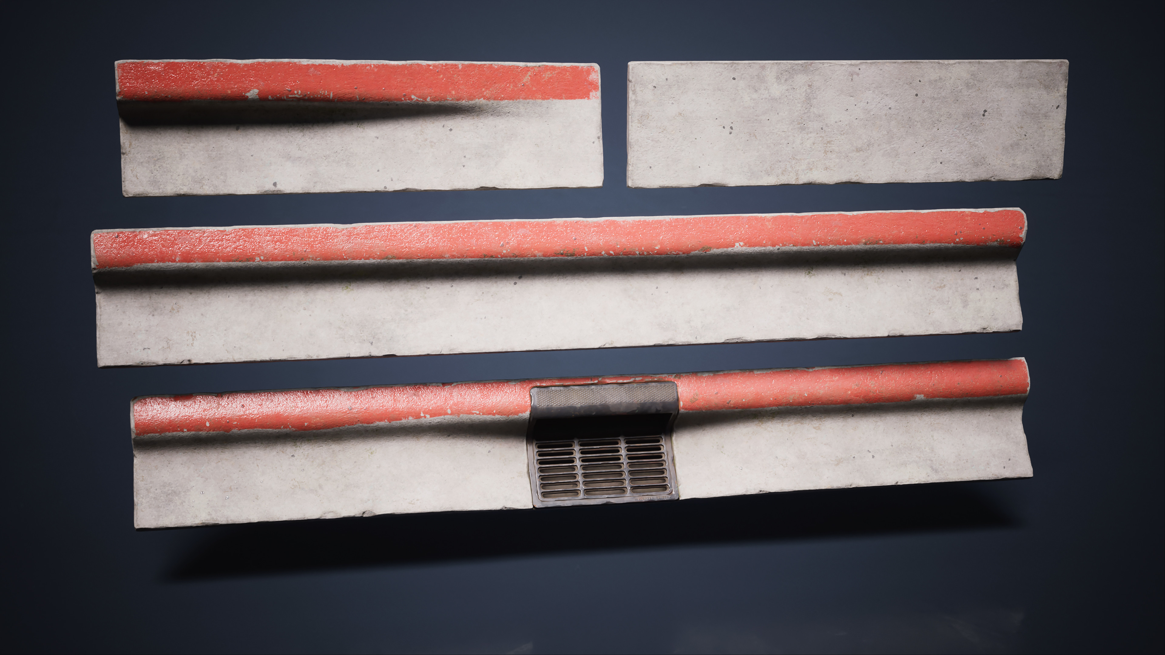 Curb and drains Sculpted in Zbrush