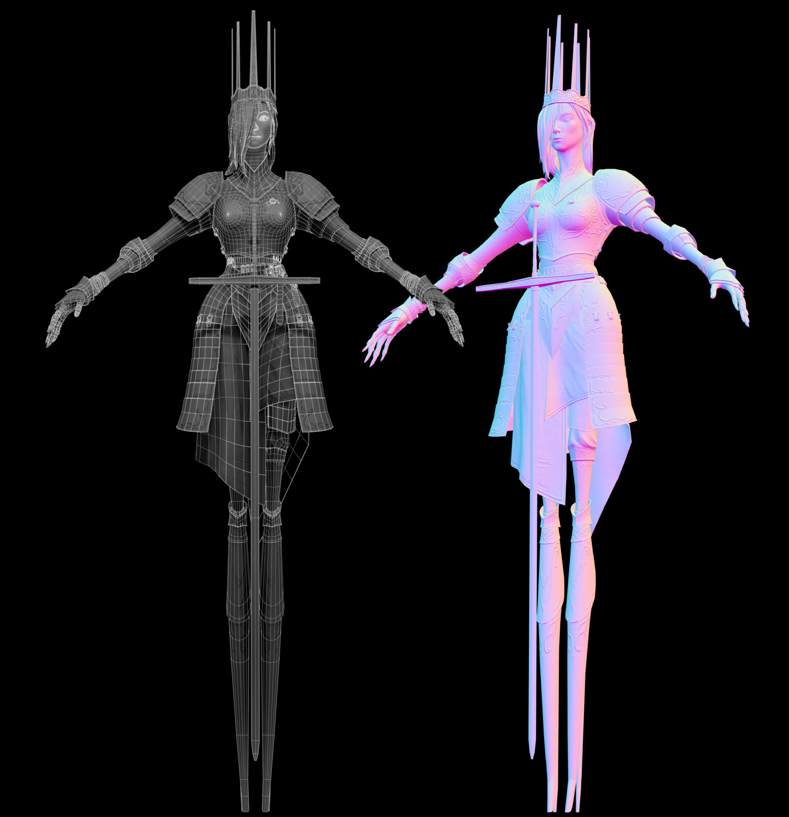 Lowpoly Wireframe and Normal