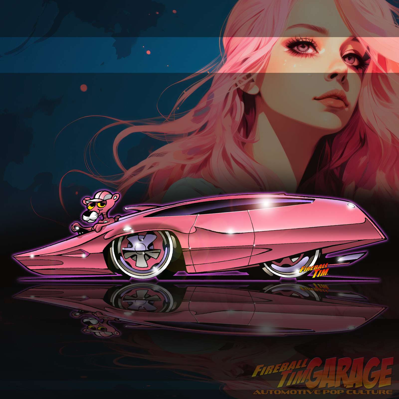 Pink Panther Fireball Tim Garage Automotive Pop Culture Cars