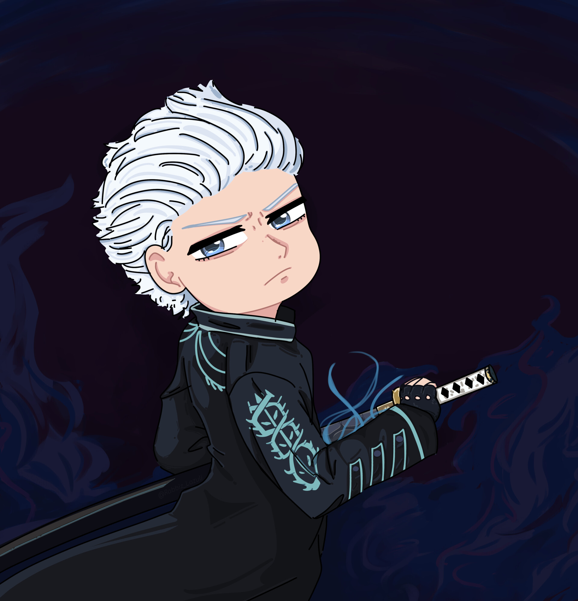 Chibi Vergil I Drew A Tiny Vergil For A School Assignment :)