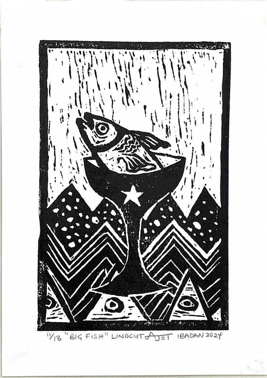 Big Fish, Linocut