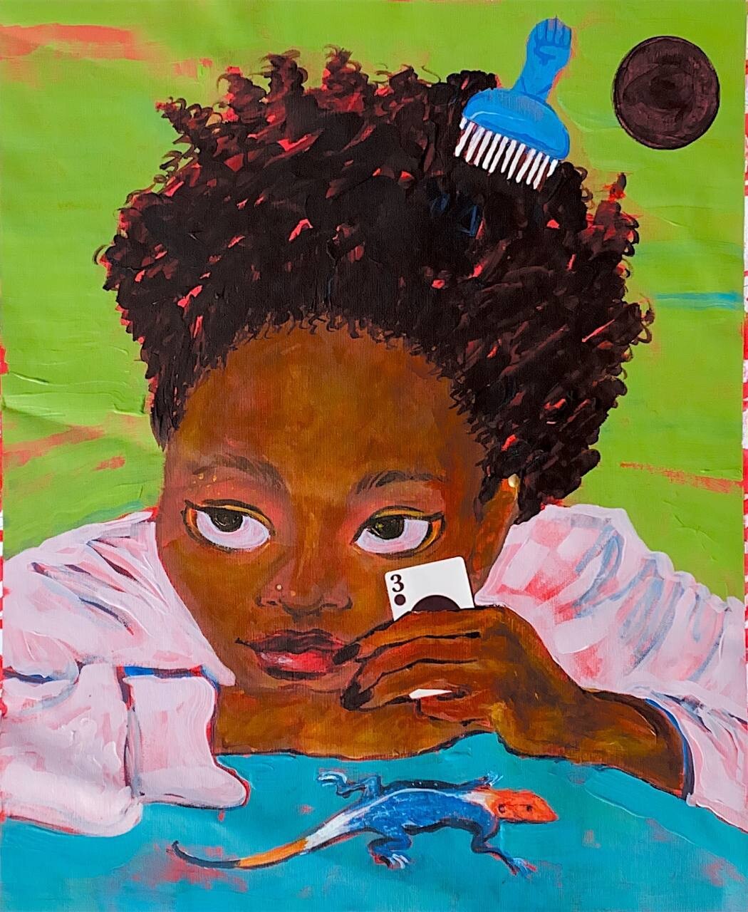 Title: Let's play.
Media: Acrylic, WHOT cards, canvas.
Size: 60.5 x 50 cm / 24 x 19.75 inches.
Year: 2024.