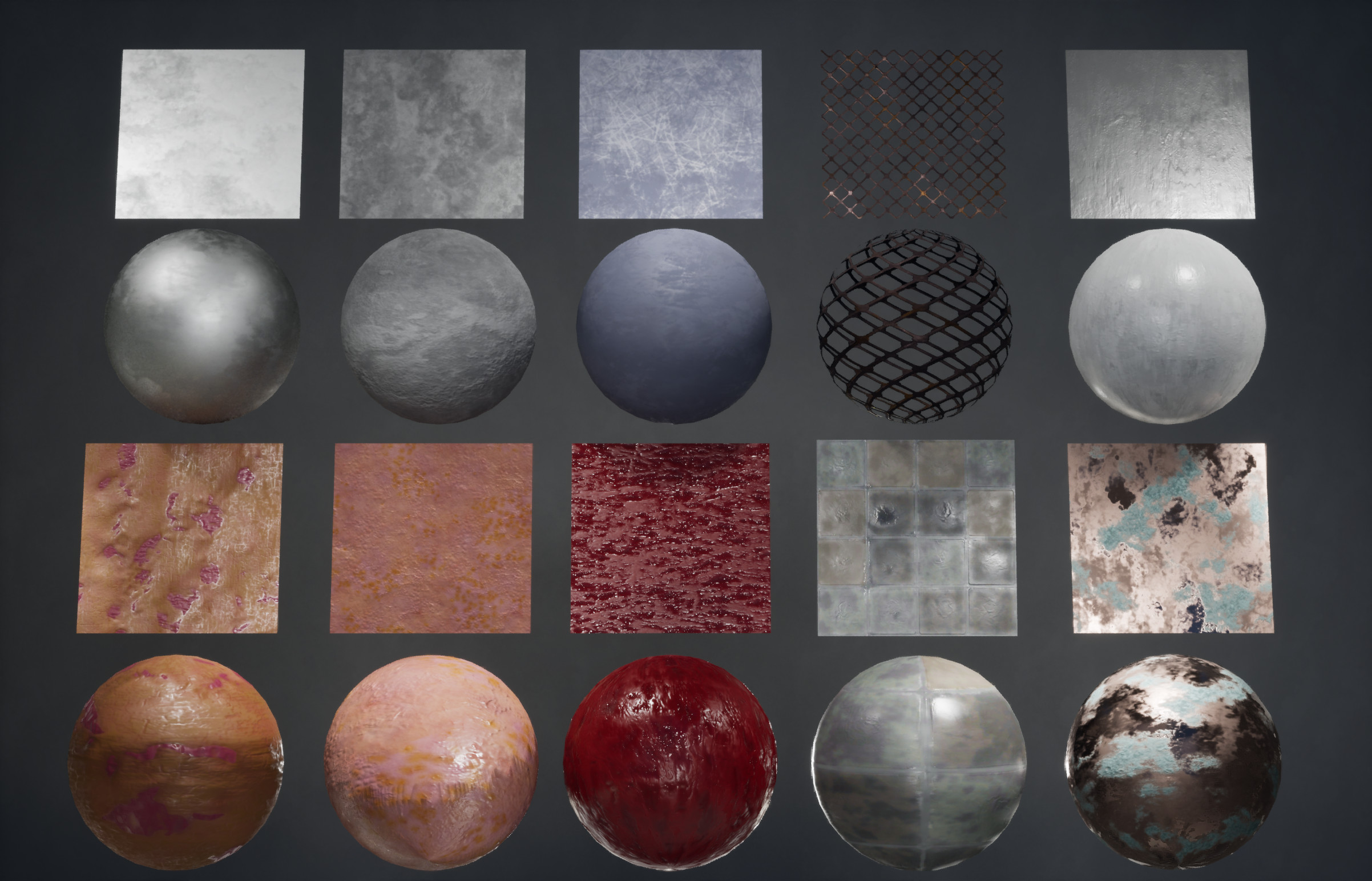 Custom tillable textures made in Subastance Designer 