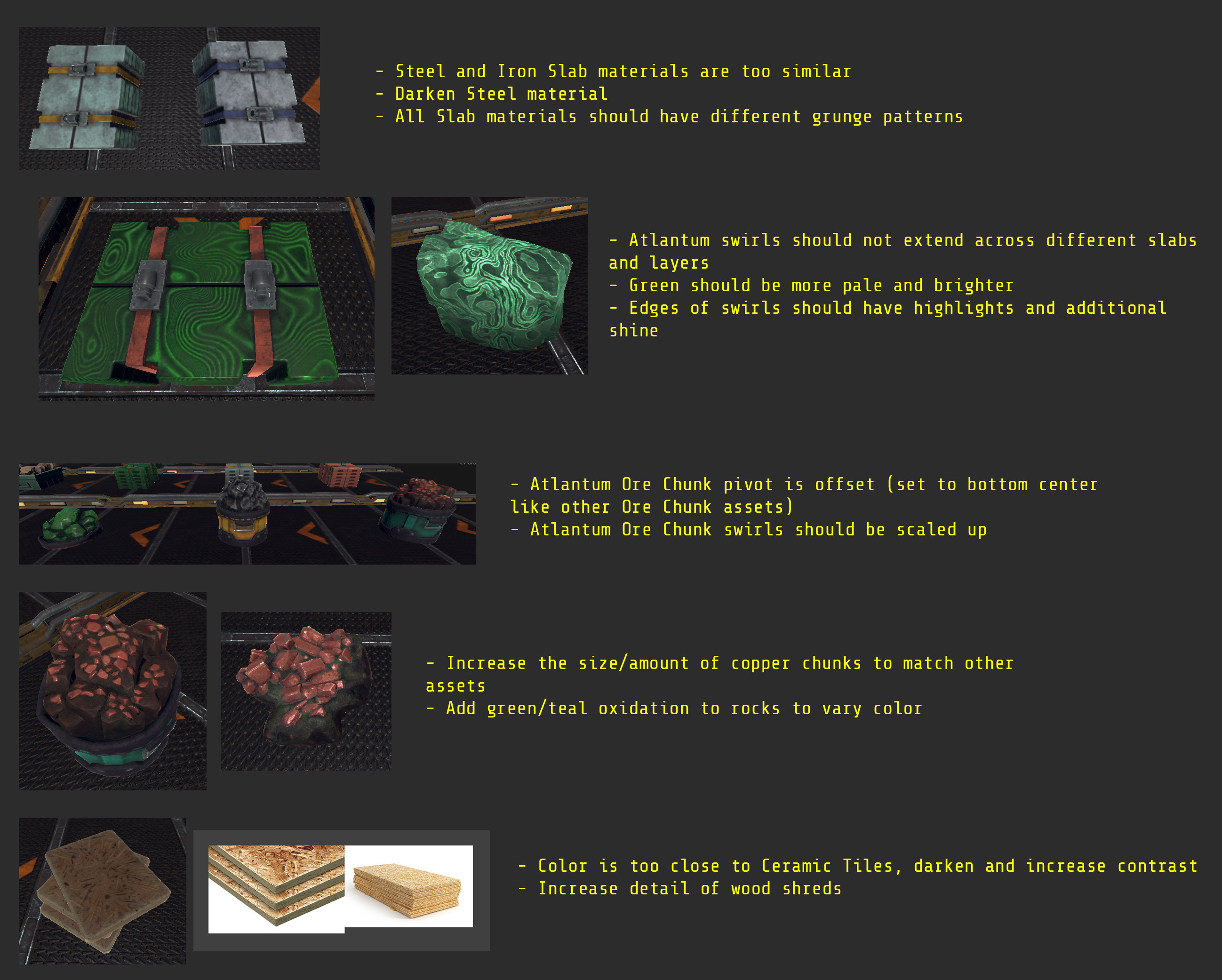 The final assets from our OS partners would be the materials. Often these underwent a single round of revisions after which I would adjust the materials as needed in house. This workflow ended up being much quicker that perfecting everything via feedback.