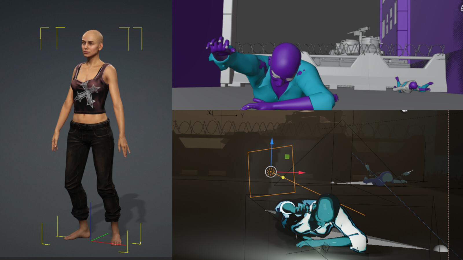 Female zombie design, stylized render and animation